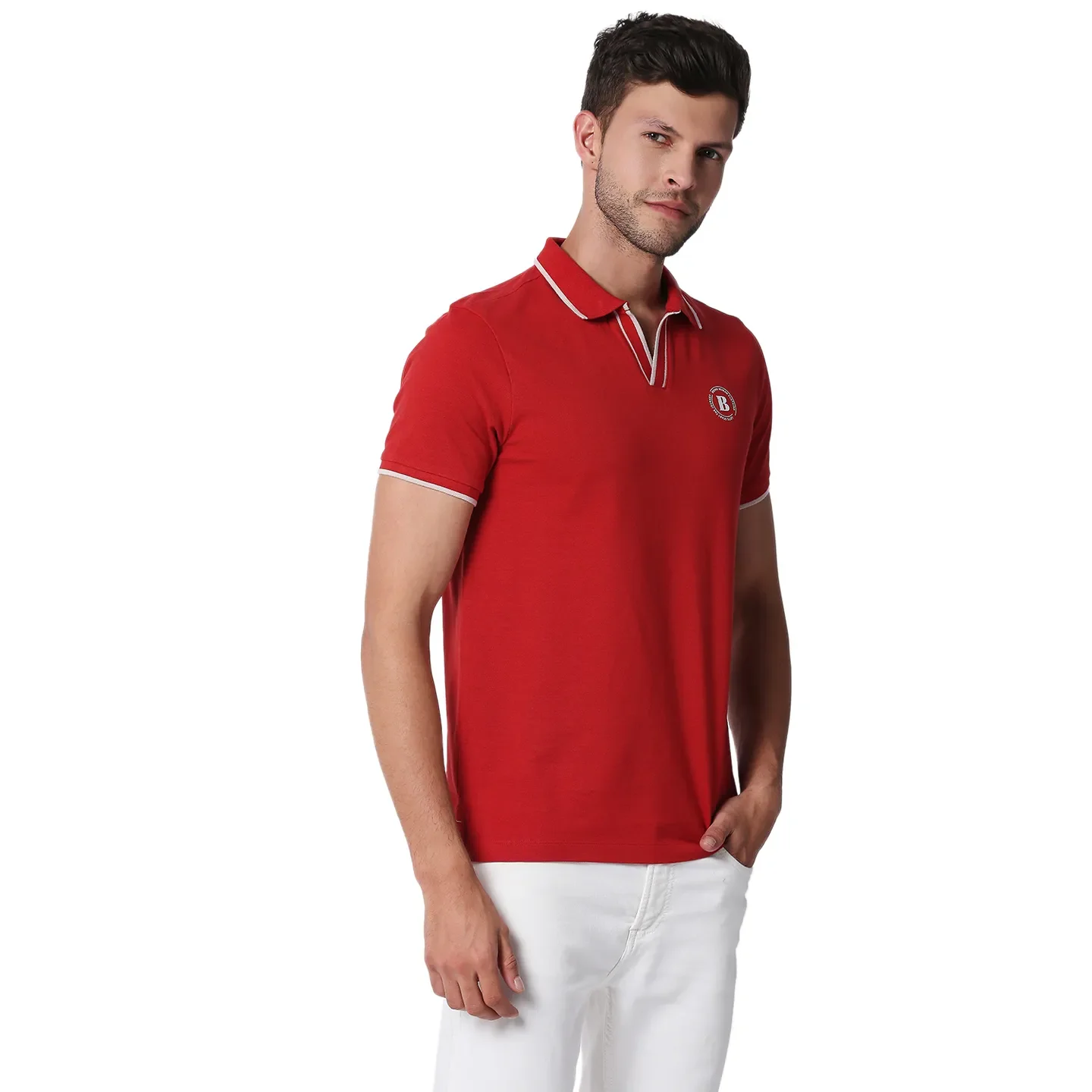 Dark Red Regular Fit Men's Polo T-Shirt by Being Human Clothing - Image 3