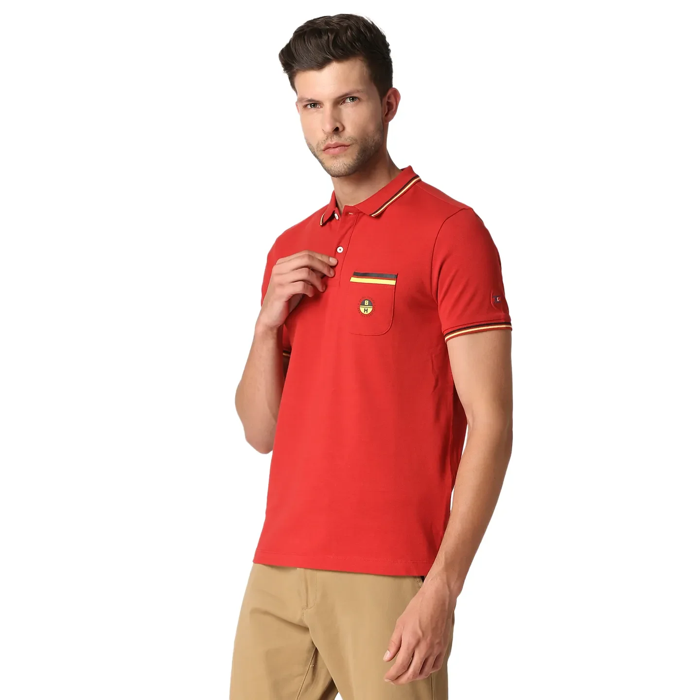 Dark Red Regular Fit Men's Polo T-Shirt by Being Human Clothing - Image 2