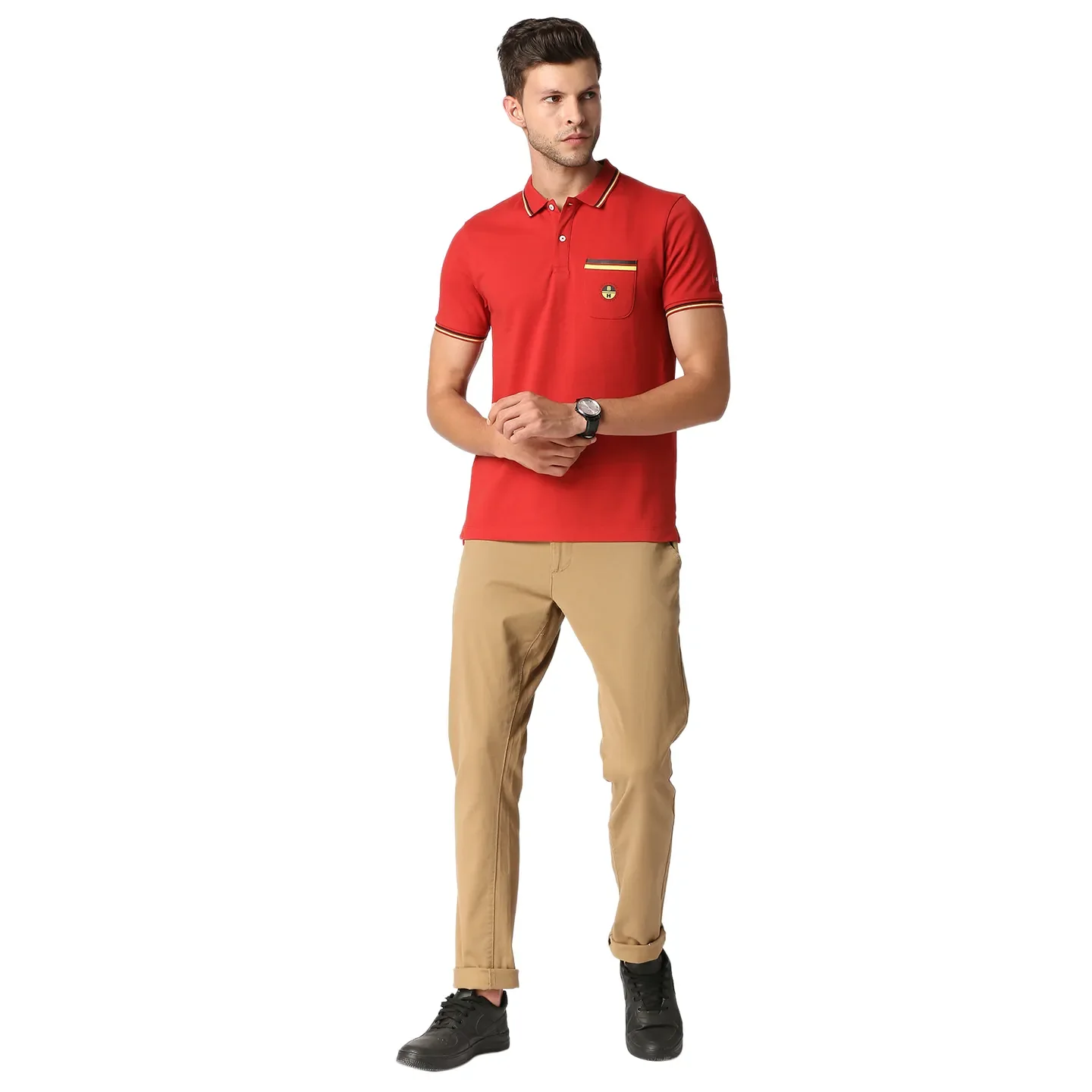 Dark Red Regular Fit Men's Polo T-Shirt by Being Human Clothing - Image 6