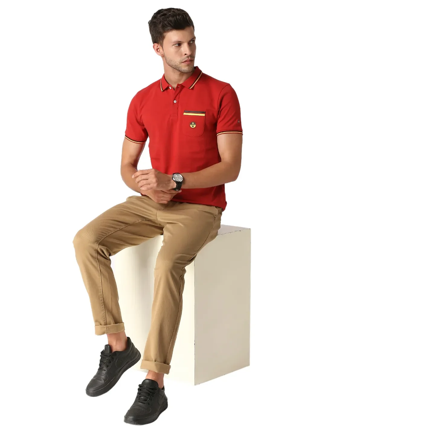 Dark Red Regular Fit Men's Polo T-Shirt by Being Human Clothing - Image 7