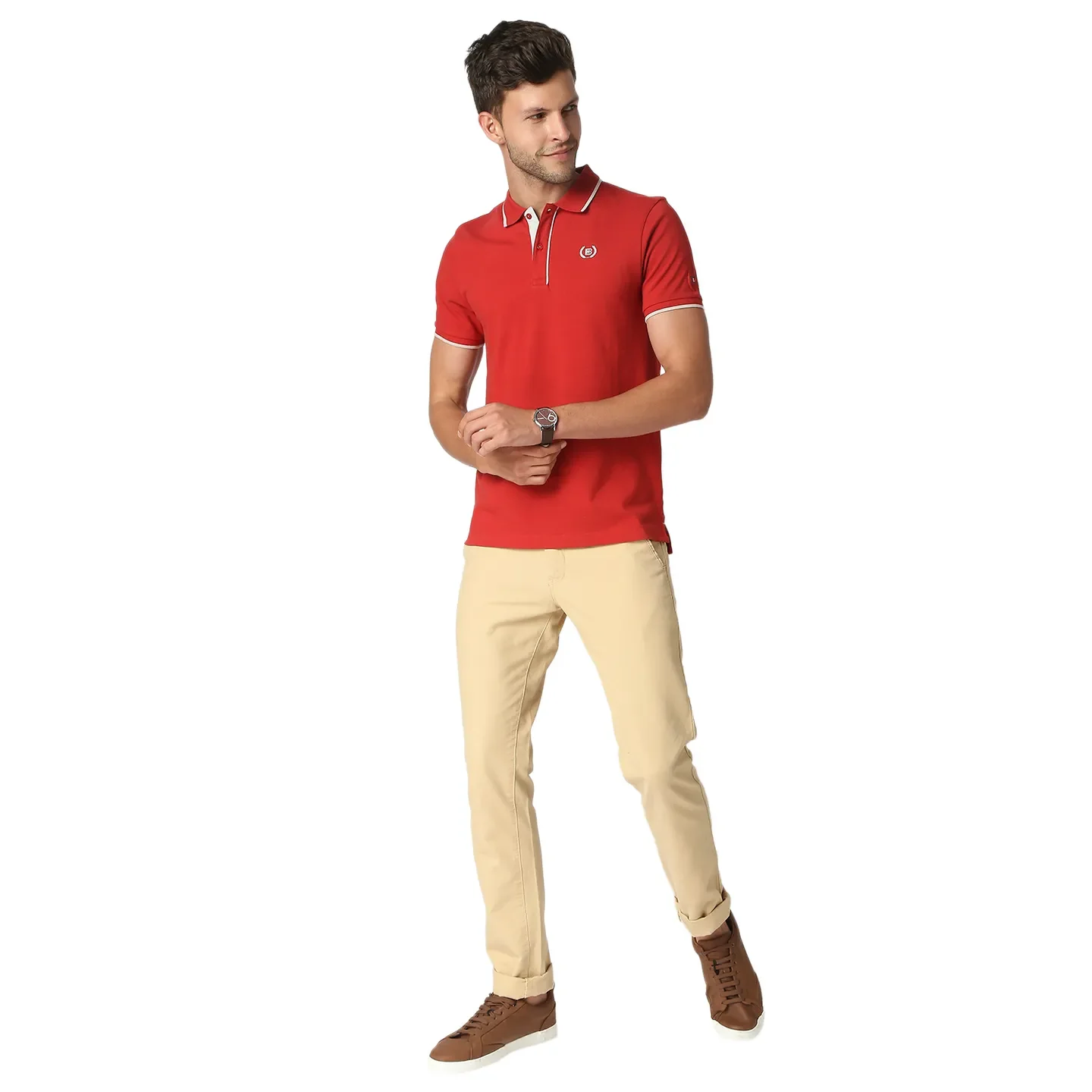 Dark Red Regular Fit Men's Polo T-Shirt by Being Human Clothing - Image 4