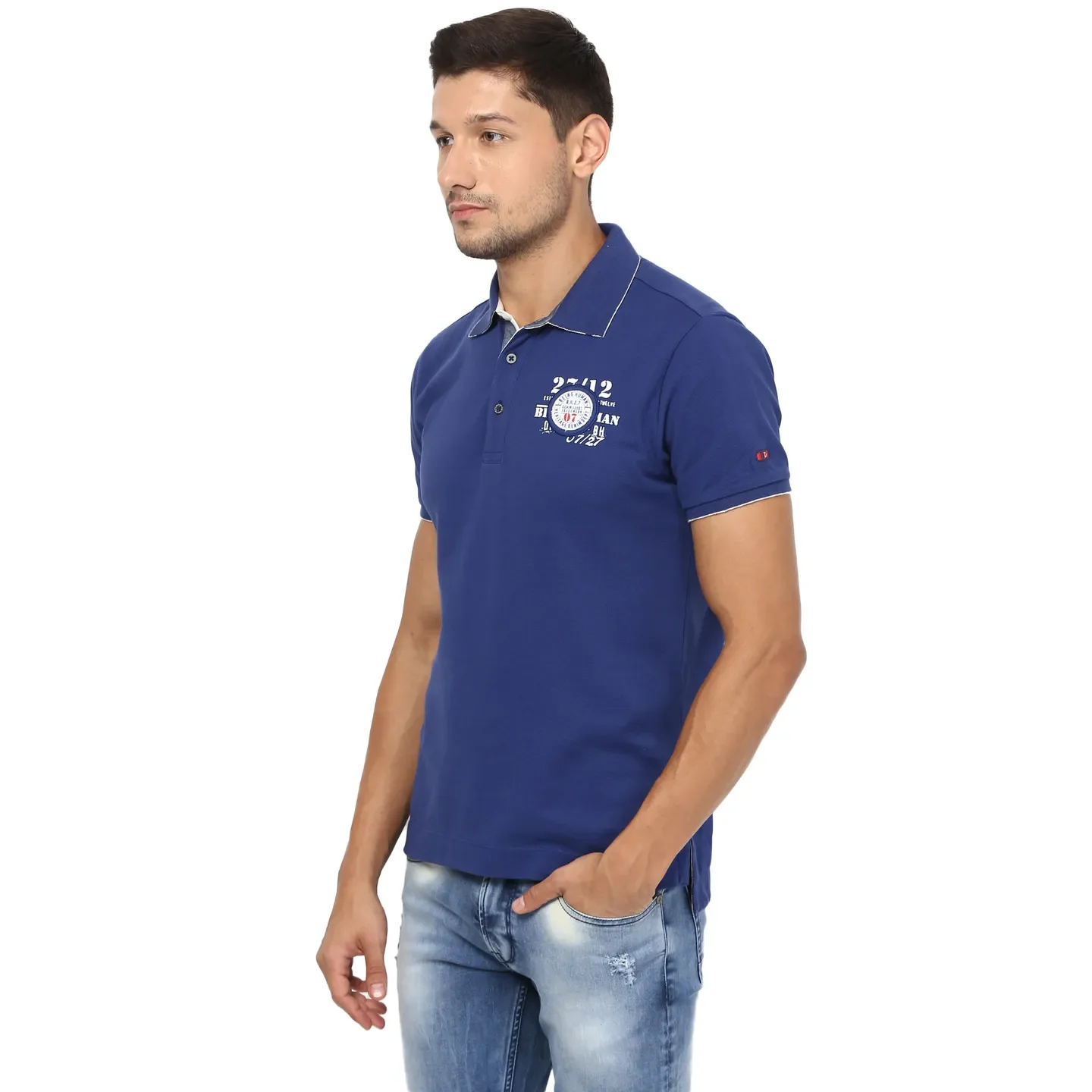 Dark Royal Regular Fit Men's Polo T-Shirt by Being Human Clothing - Image 4