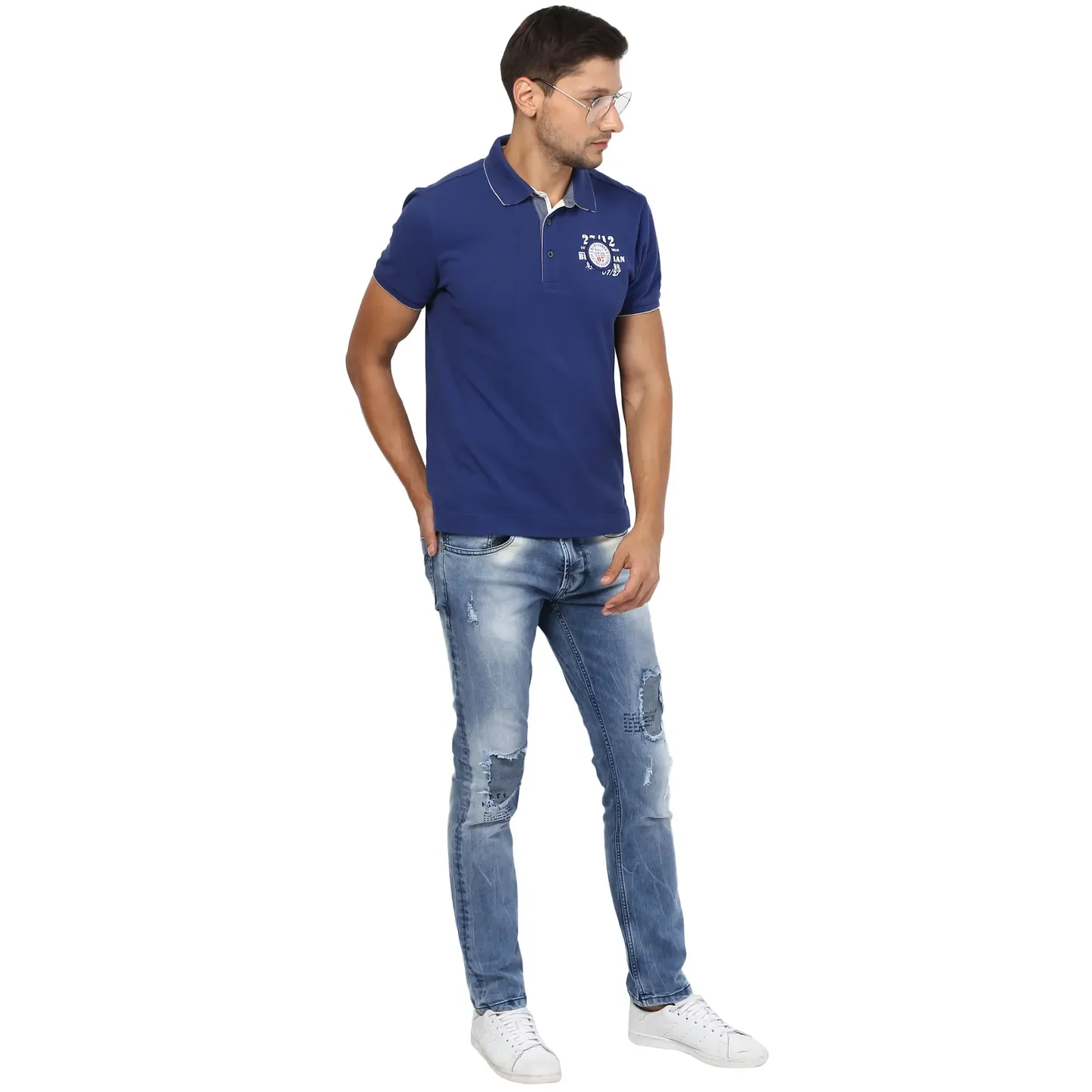 Dark Royal Regular Fit Men's Polo T-Shirt by Being Human Clothing - Image 5