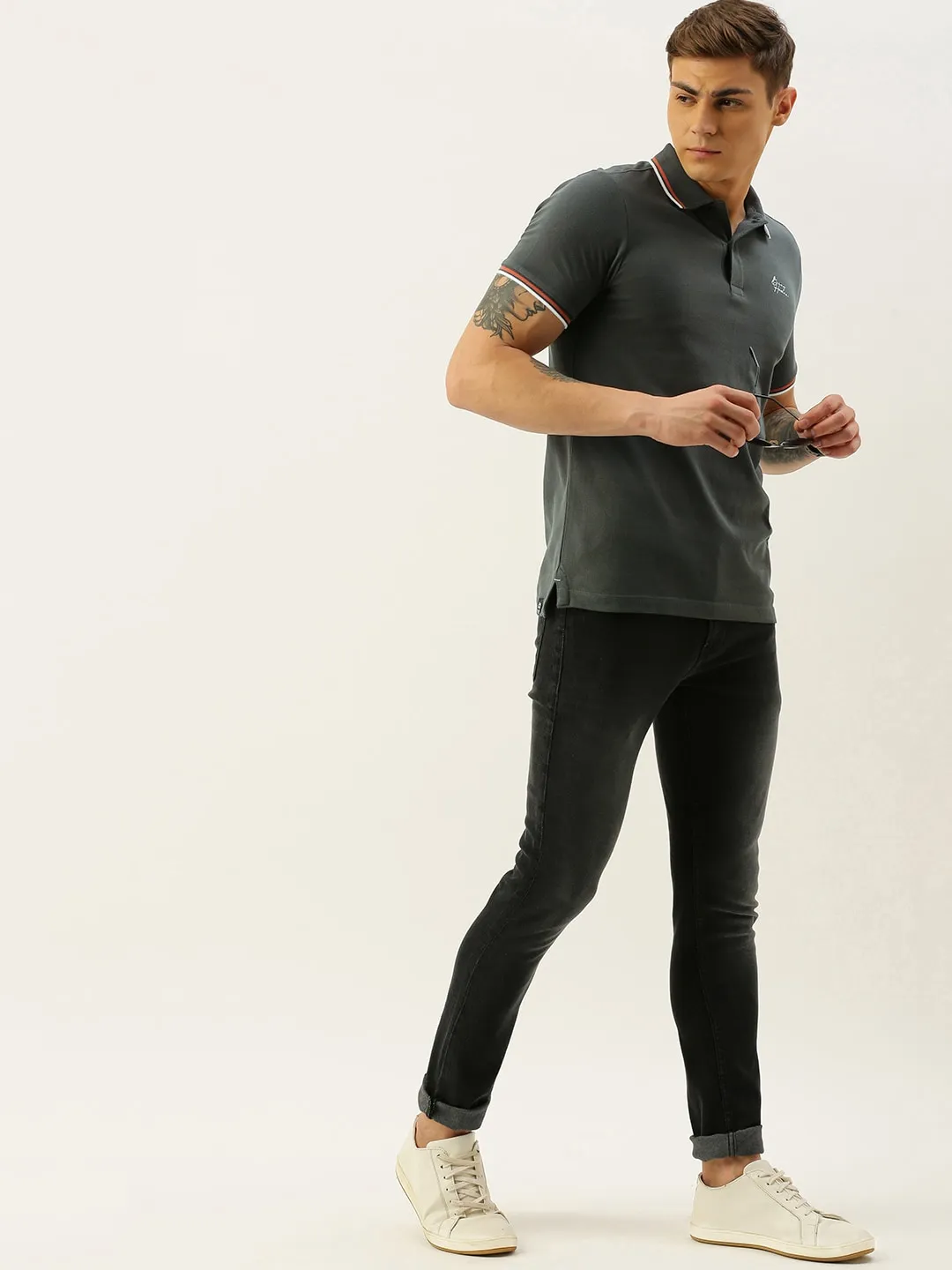 Blue Regular Fit Men's Polo T-Shirt by Being Human Clothing - Image 6