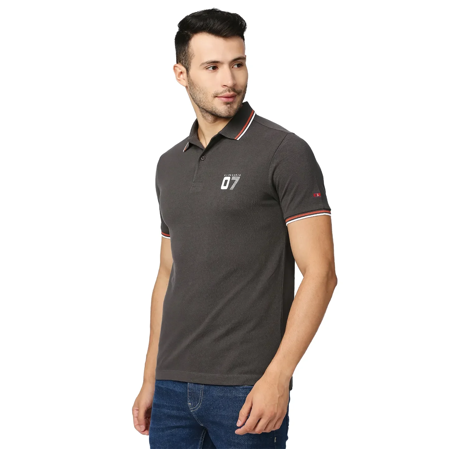 Grey Regular Fit Men's Polo T-Shirt by Being Human Clothing - Image 2