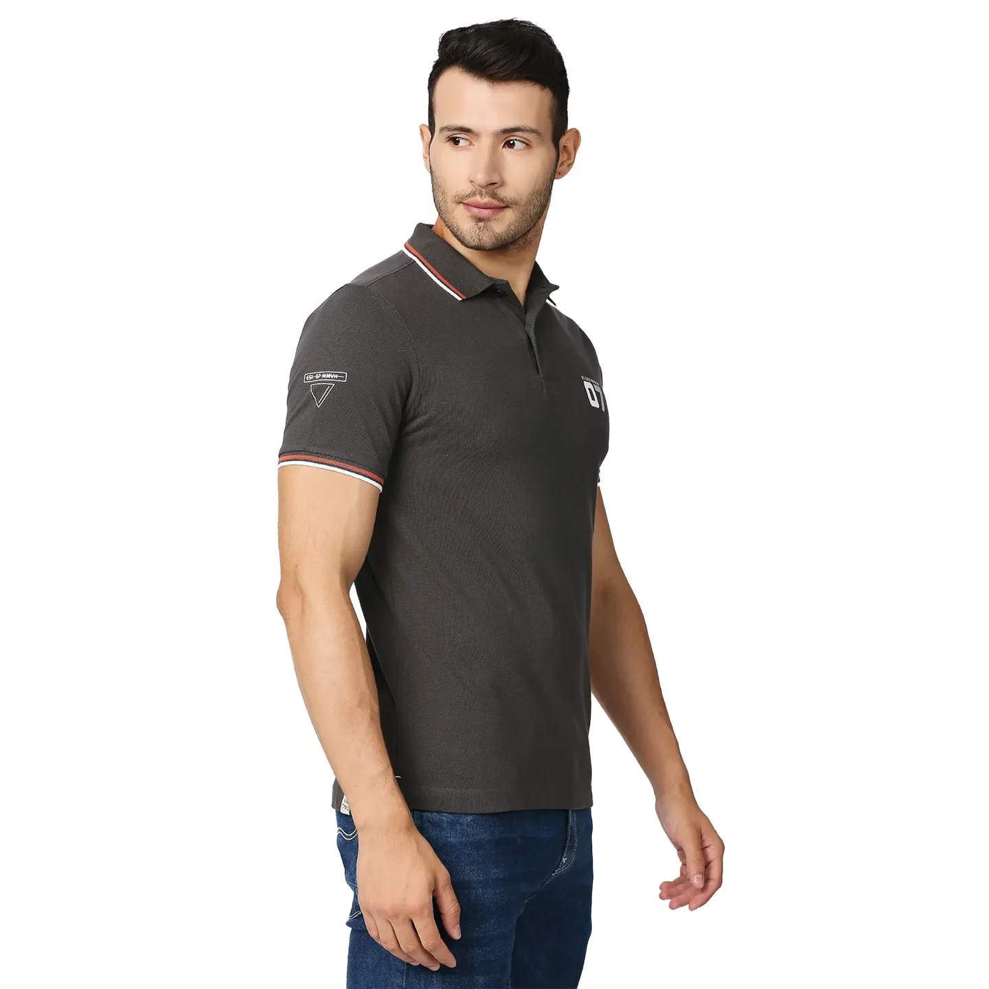 Grey Regular Fit Men's Polo T-Shirt by Being Human Clothing - Image 3