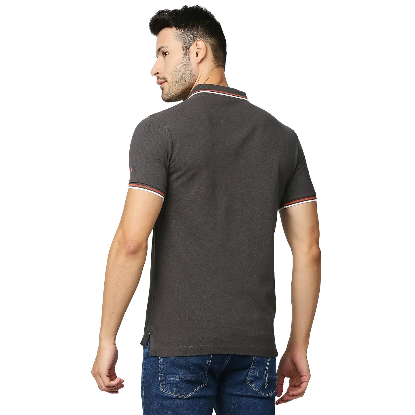 Grey Regular Fit Men's Polo T-Shirt by Being Human Clothing - Image 4