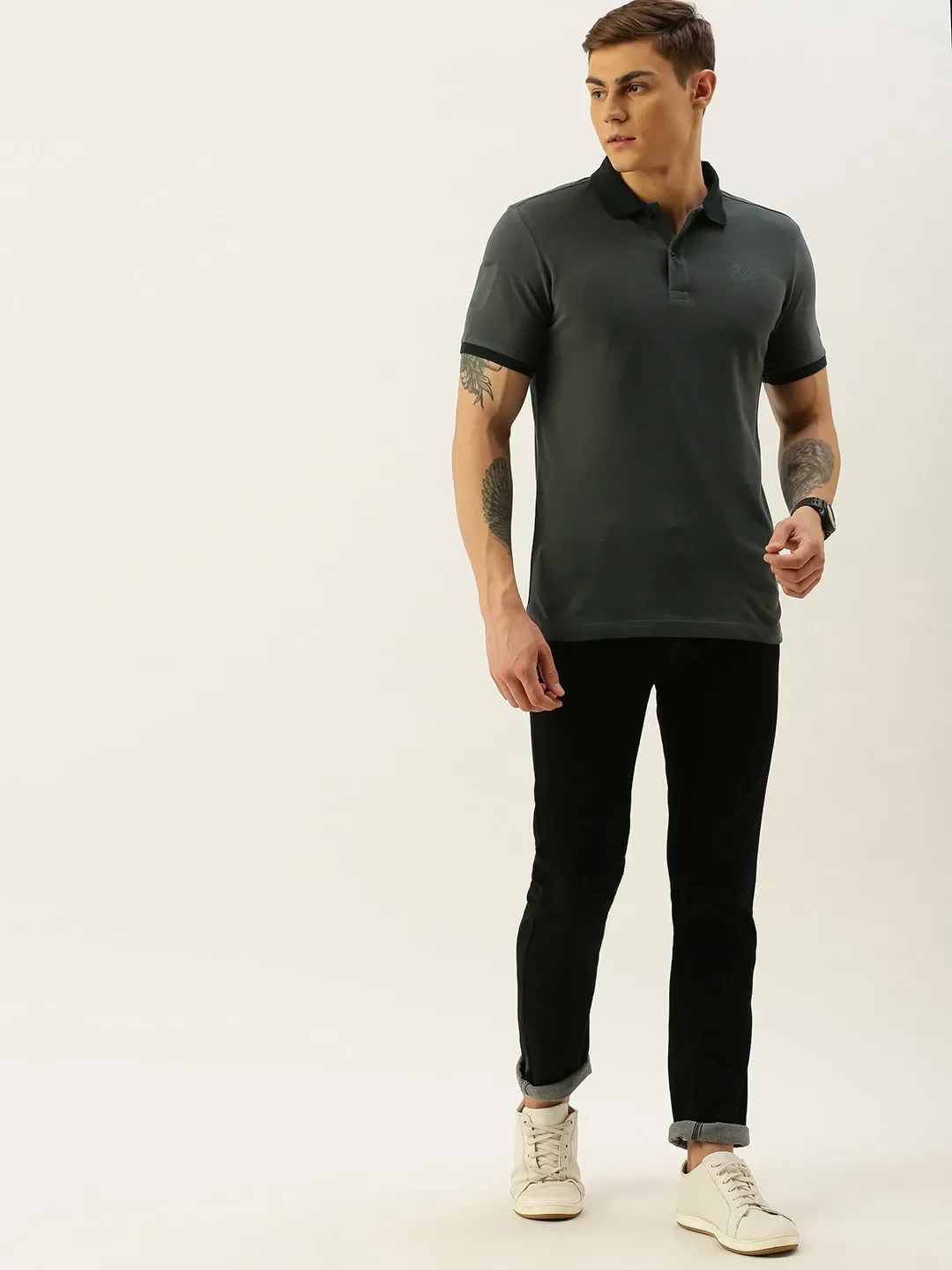 Blue Regular Fit Men's Polo T-Shirt by Being Human Clothing - Image 2
