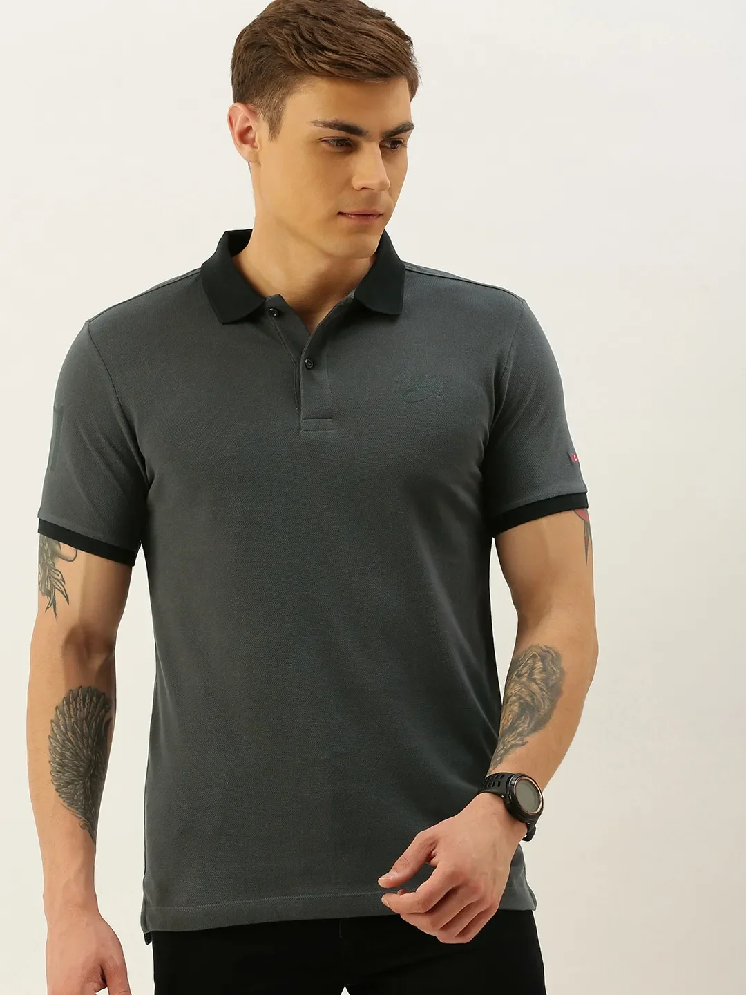 Blue Regular Fit Men's Polo T-Shirt by Being Human Clothing - Image 5