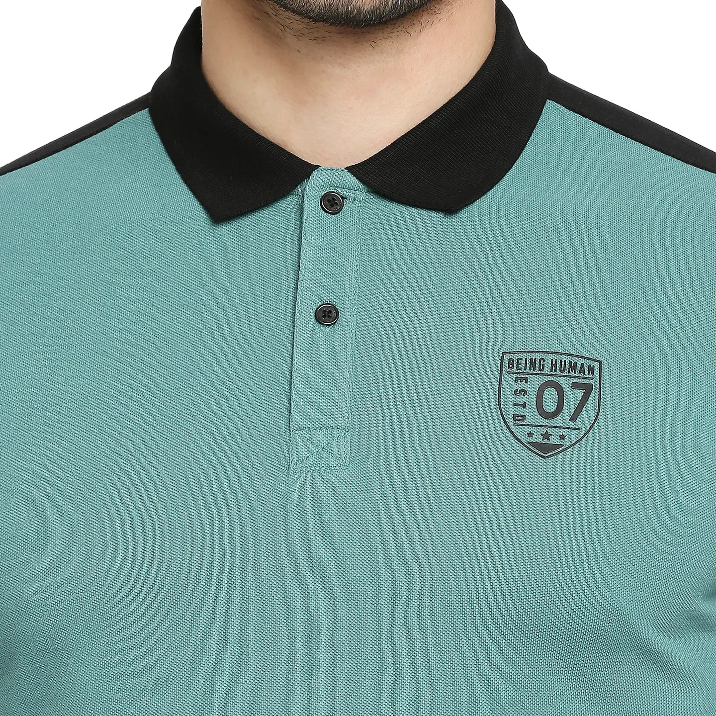Green Regular Fit Men's Polo T-Shirt by Being Human Clothing - Image 5
