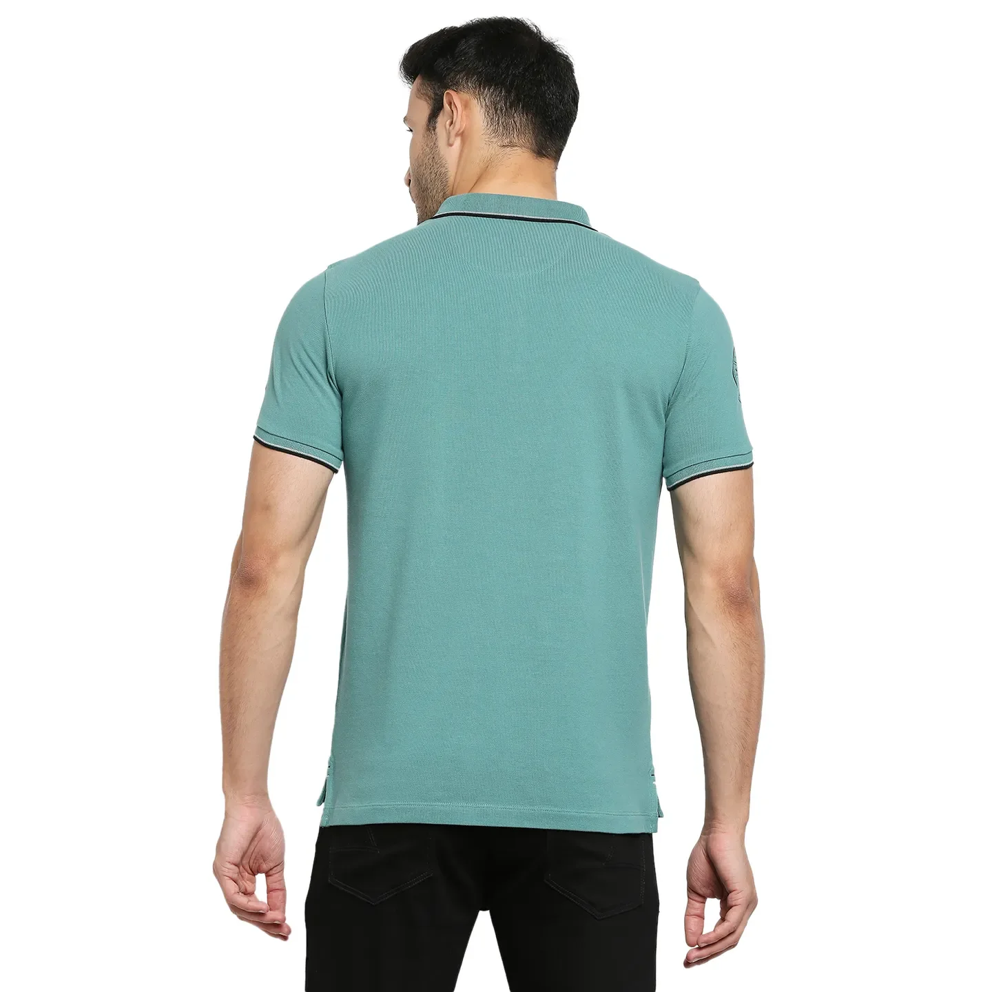 Green Regular Fit Men's Polo T-Shirt by Being Human Clothing - Image 4