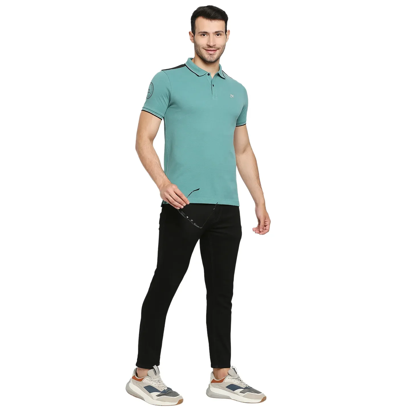 Green Regular Fit Men's Polo T-Shirt by Being Human Clothing - Image 6