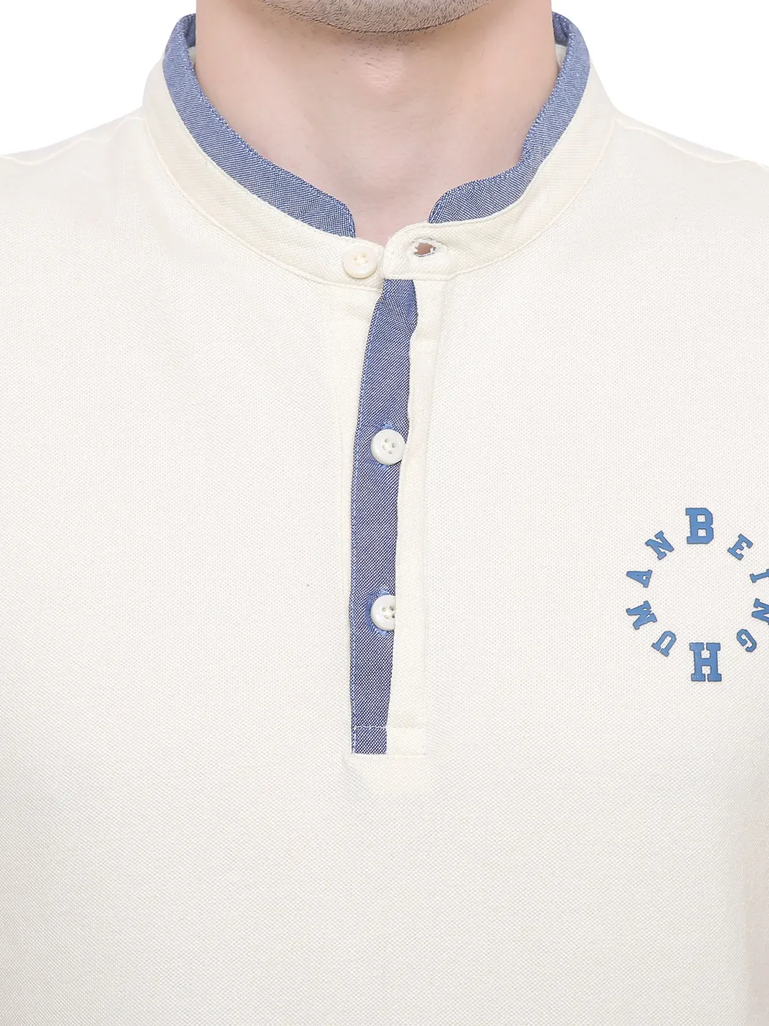 Beige Regular Fit Men's Polo T-Shirt by Being Human Clothing - Image 6