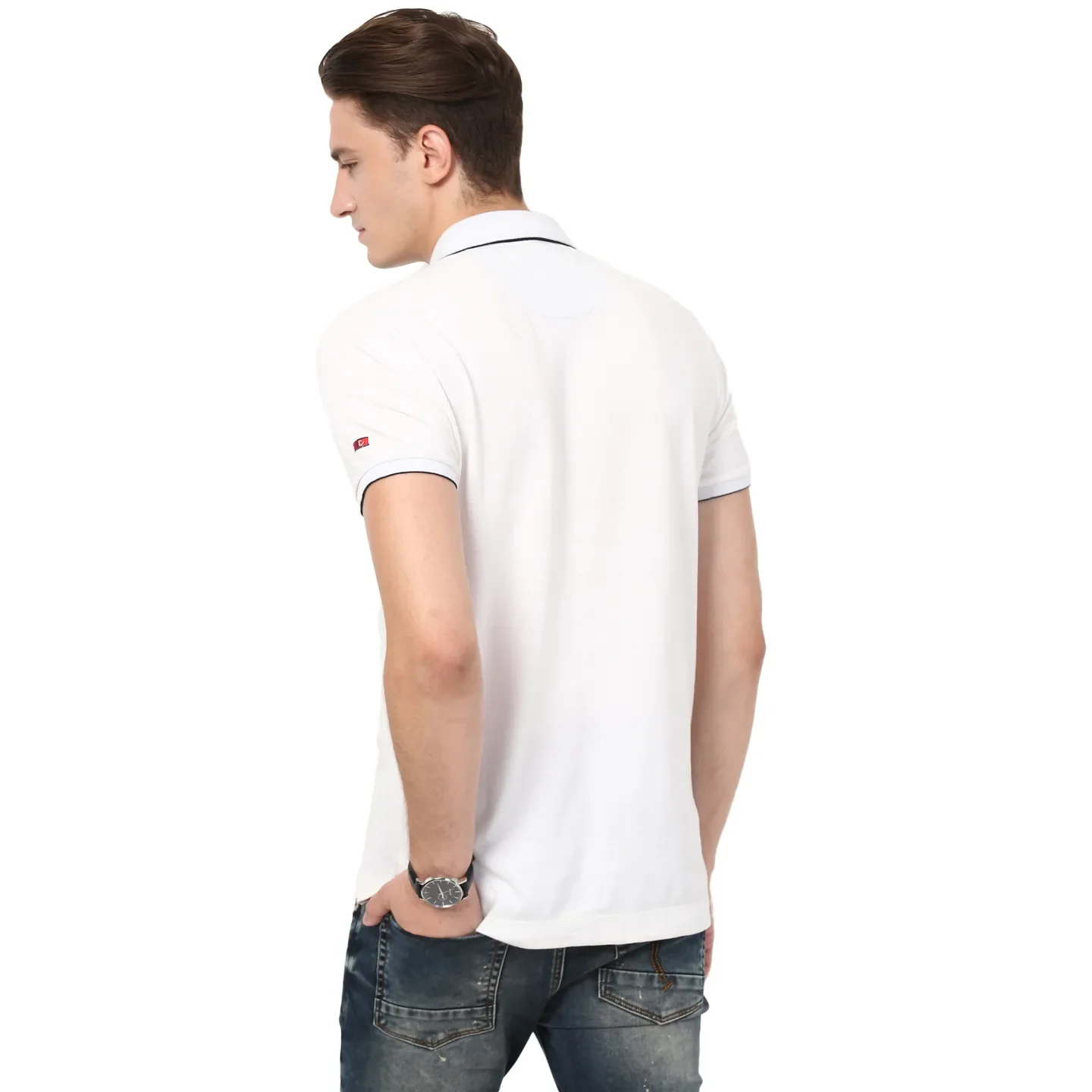 Beige Regular Fit Men's Polo T-Shirt by Being Human Clothing - Image 3