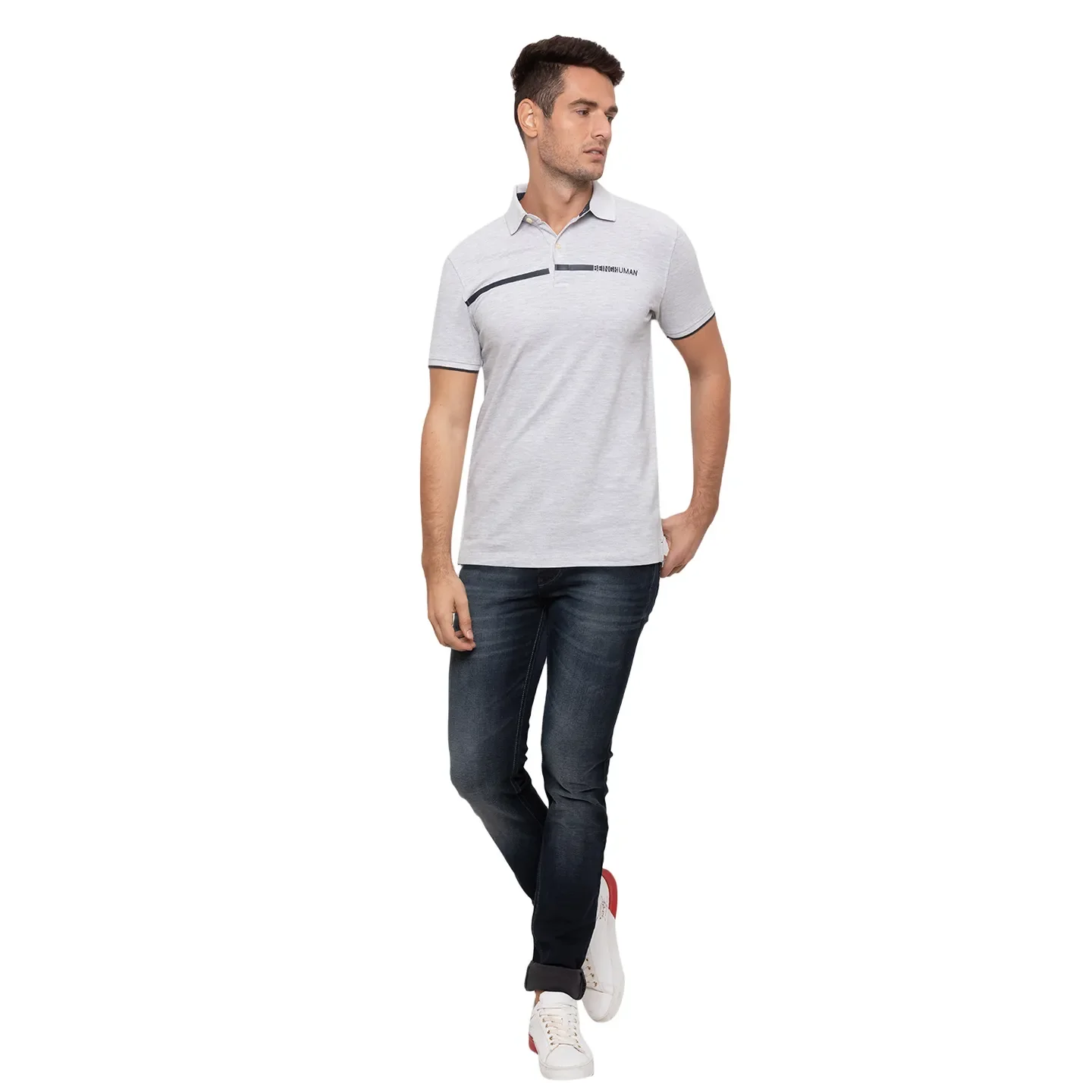 Beige Regular Fit Men's Polo T-Shirt by Being Human Clothing - Image 2