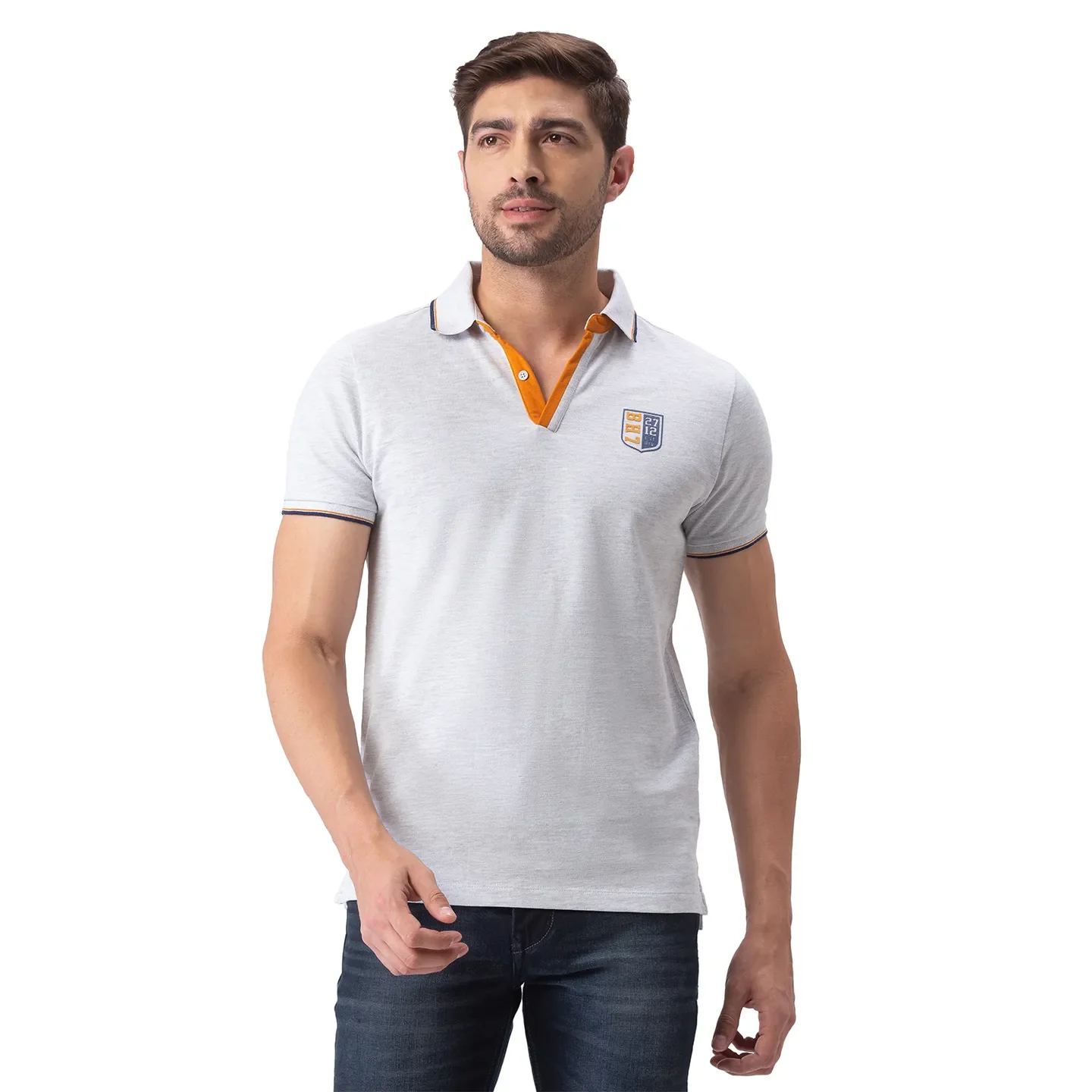 Grey Regular Fit Men's Polo T-Shirt by Being Human Clothing