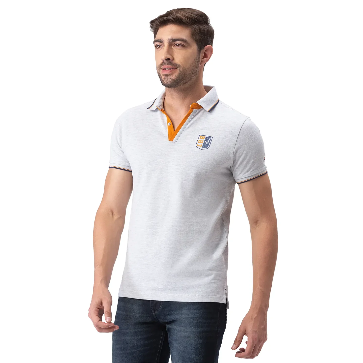 Grey Regular Fit Men's Polo T-Shirt by Being Human Clothing - Image 2