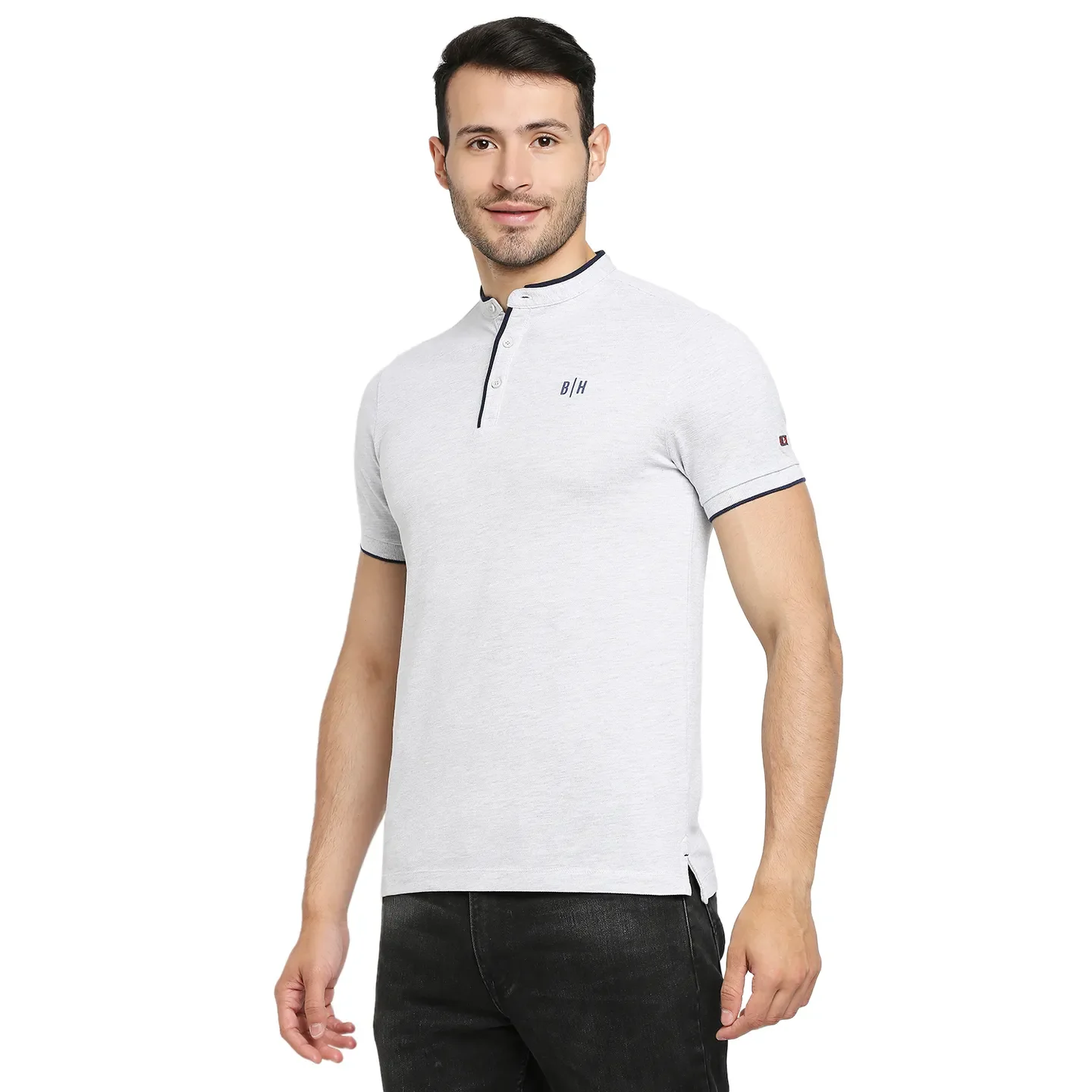 Grey Regular Fit Men's Polo T-Shirt by Being Human Clothing - Image 2
