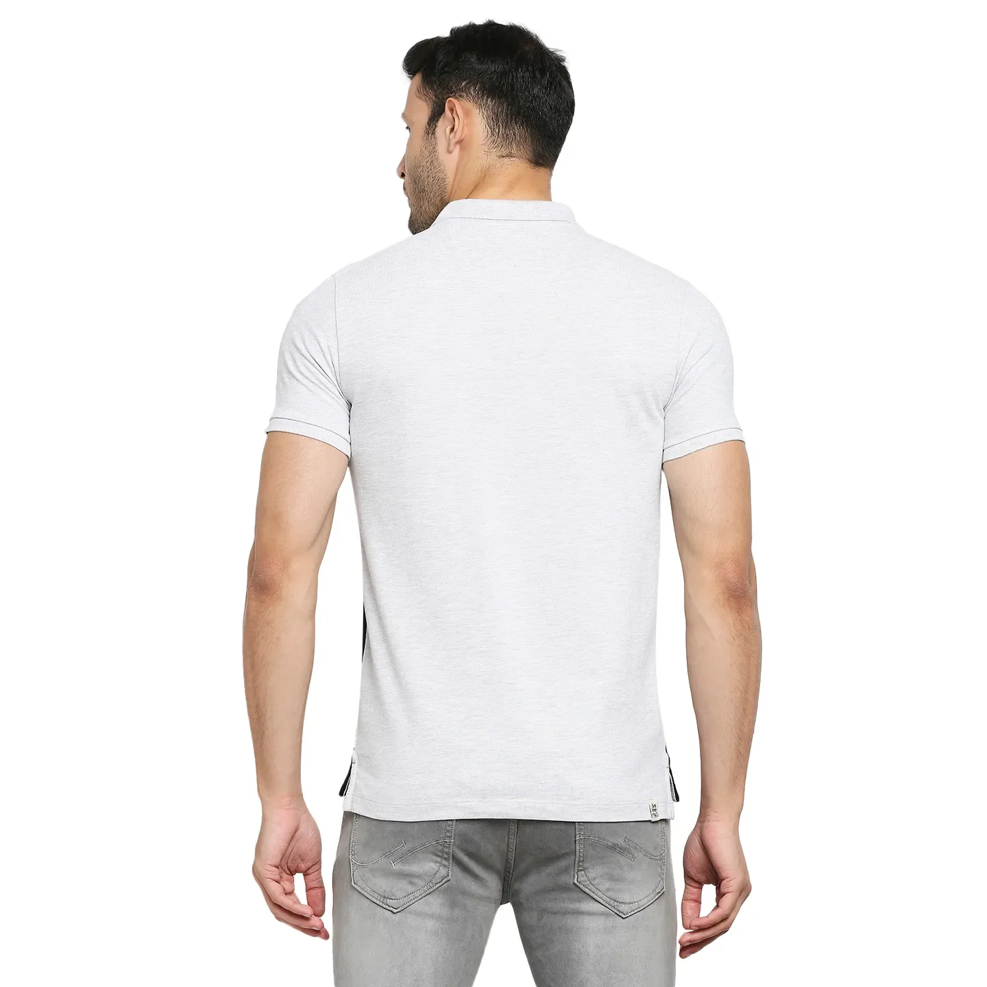 Grey Regular Fit Men's Polo T-Shirt by Being Human Clothing - Image 4