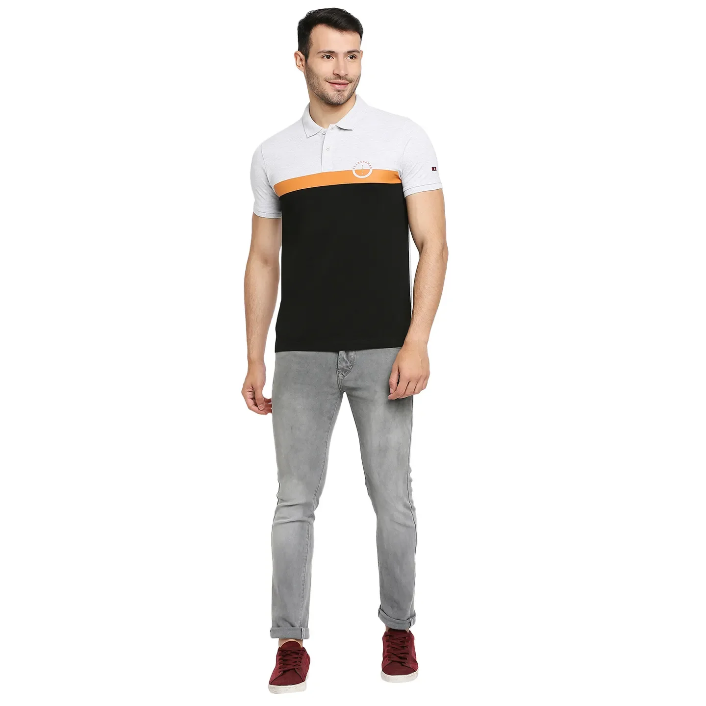 Grey Regular Fit Men's Polo T-Shirt by Being Human Clothing - Image 6
