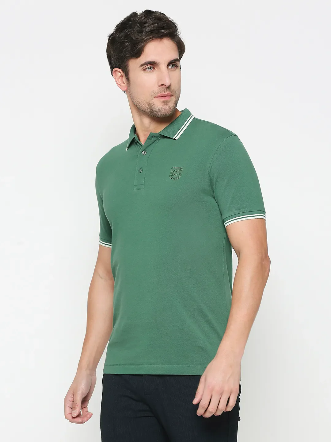 Green Regular Fit Men's Polo T-shirt by Being Human Clothing - Image 2