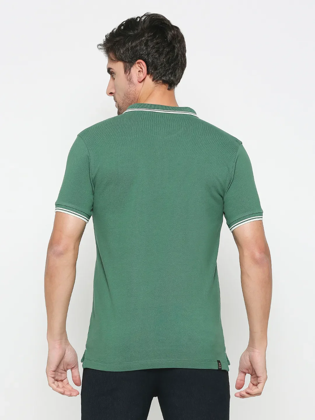 Green Regular Fit Men's Polo T-shirt by Being Human Clothing - Image 4