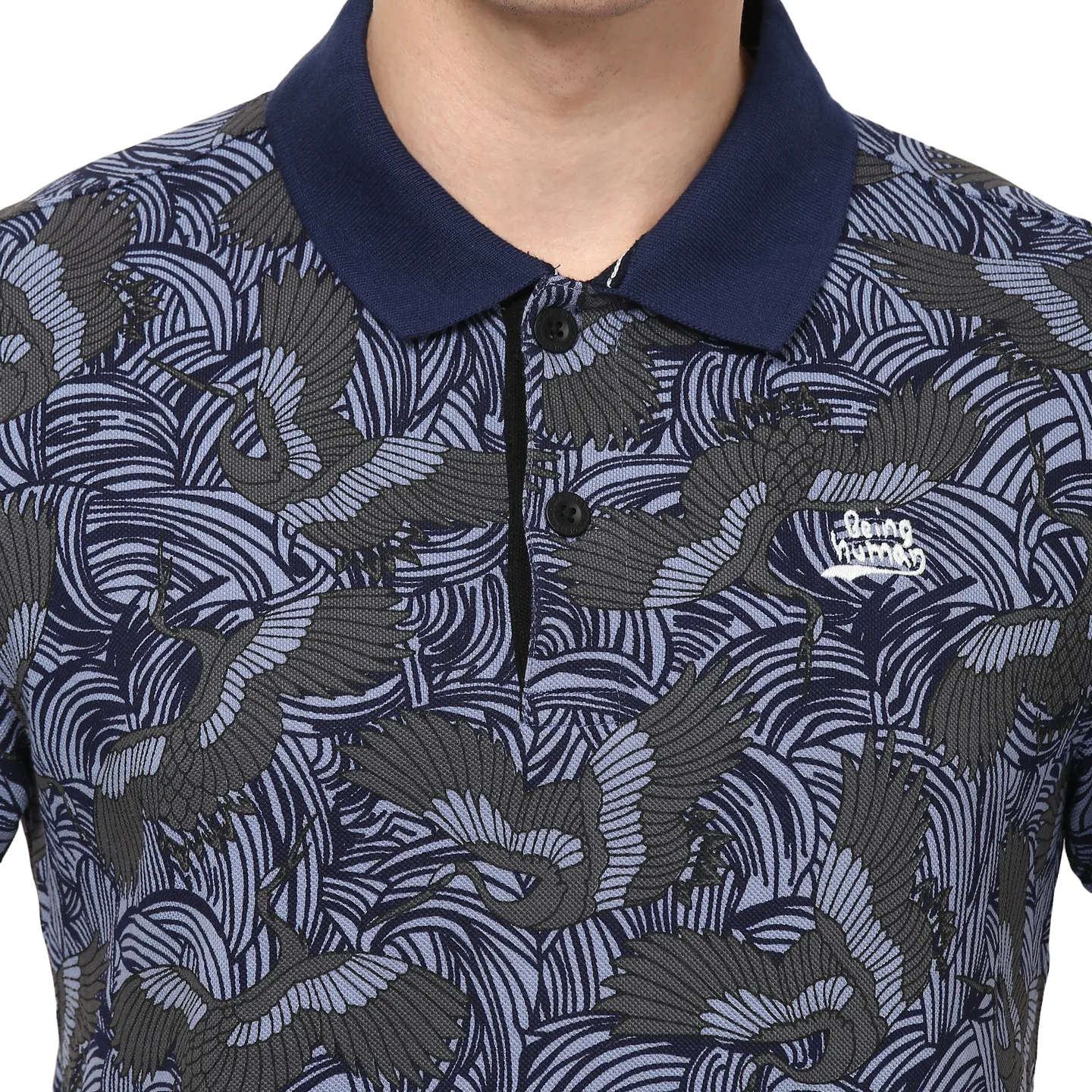 Blue Regular Fit Men's Polo T-Shirt by Being Human Clothing - Image 5