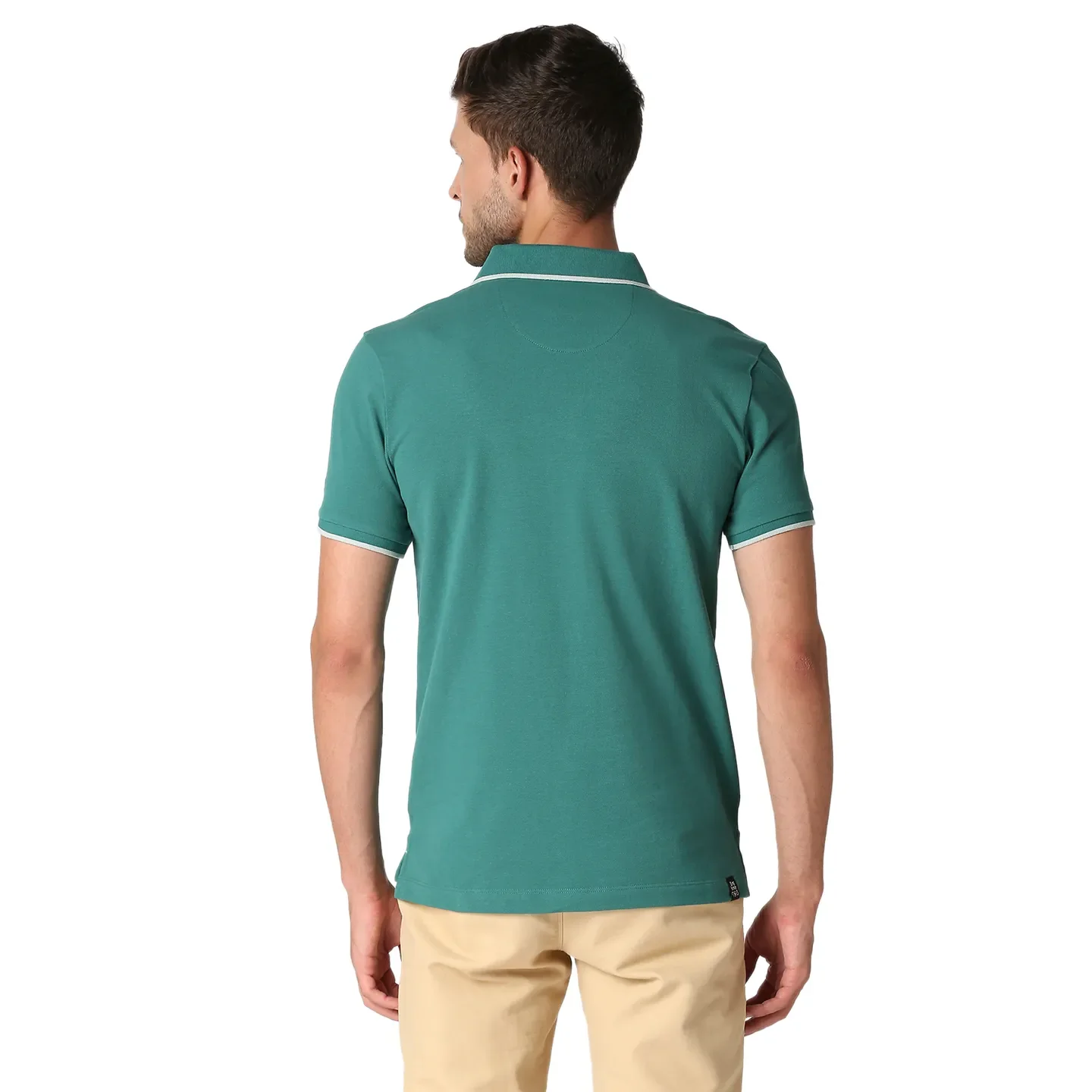 Green Slim Straight Fit Men's Polo T-Shirt by Being Human Clothing - Image 4