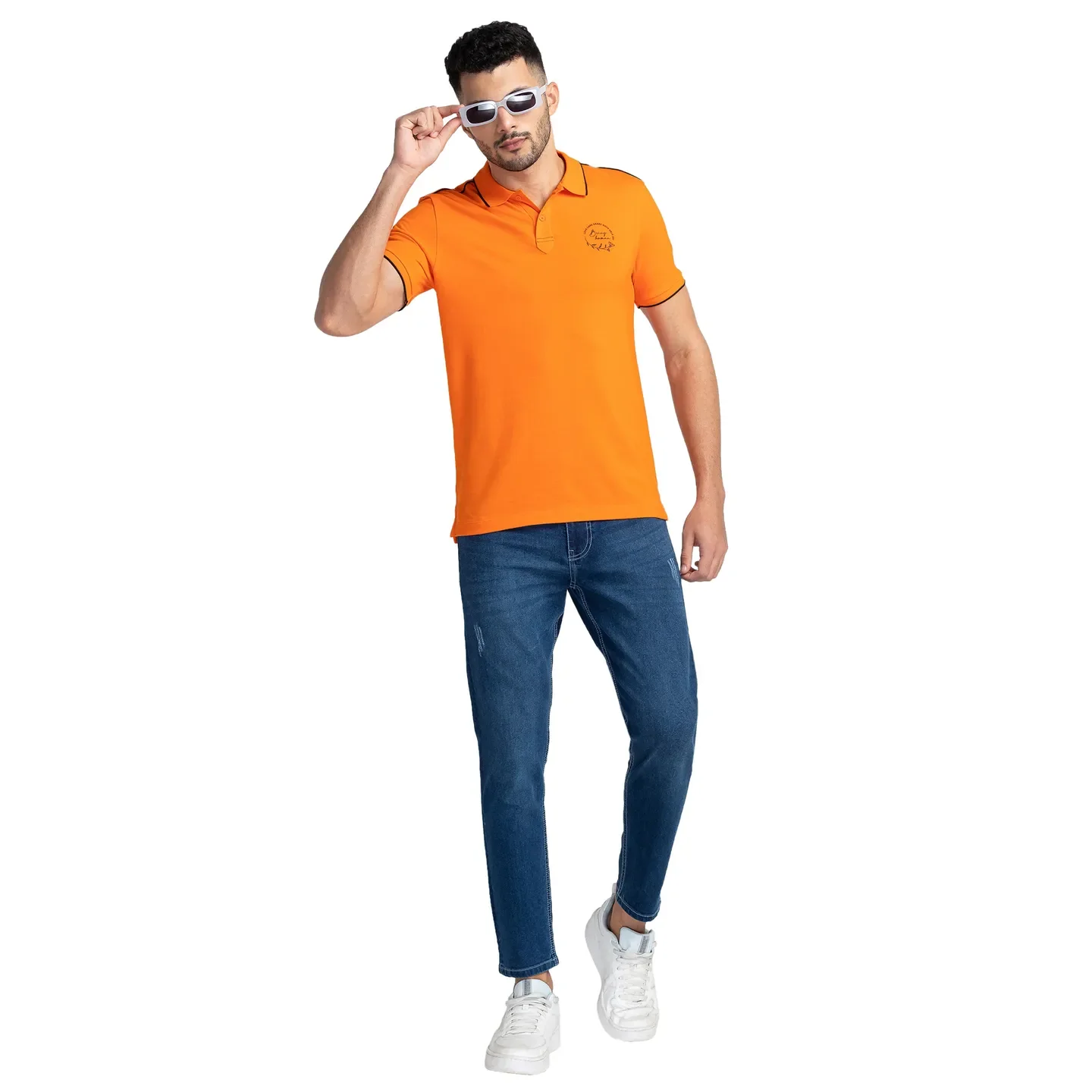 Blue Regular Fit Men's Polo T-Shirt by Being Human Clothing - Image 6