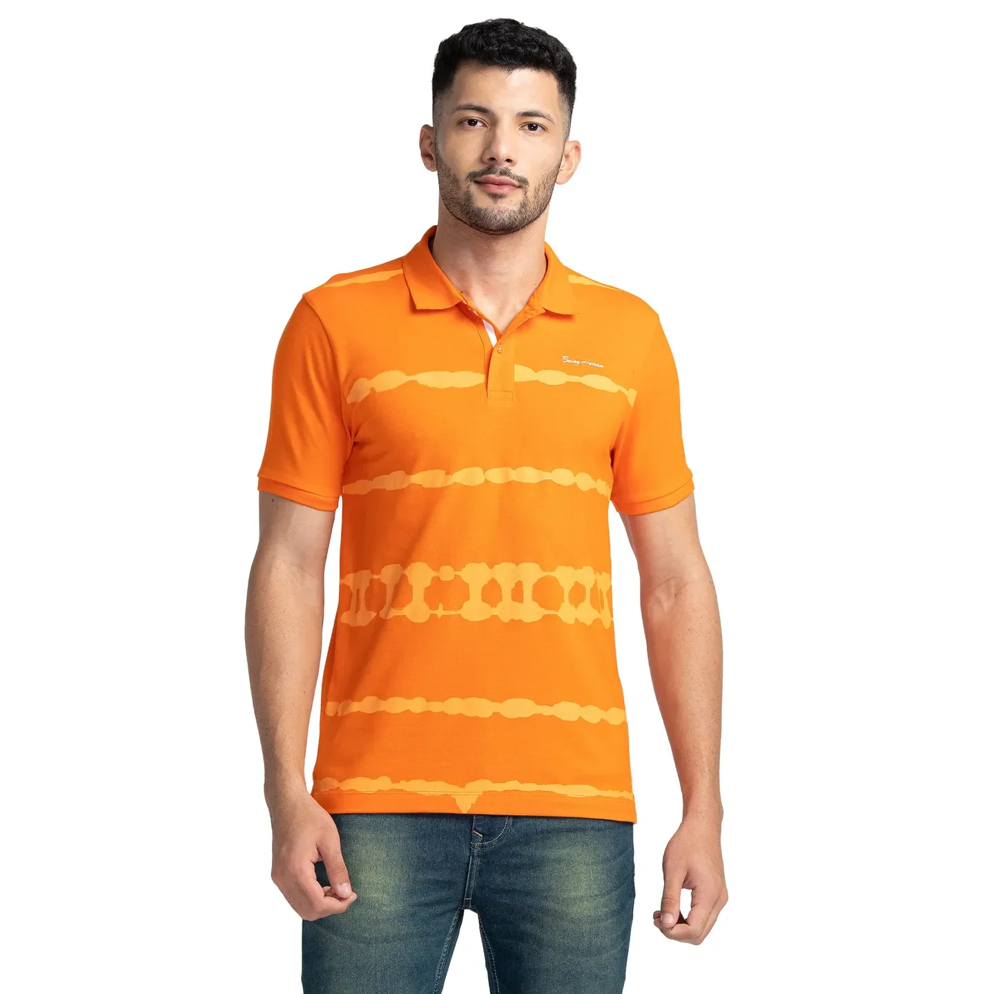 Blue Regular Fit Men's Polo T-Shirt by Being Human Clothing