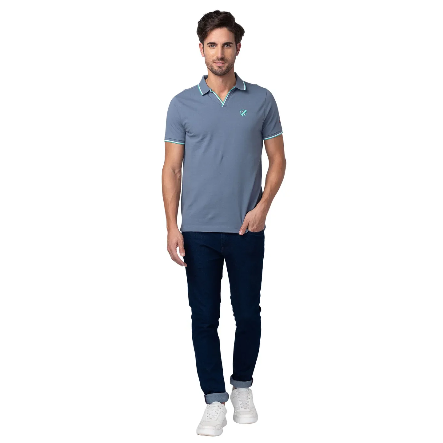 Blue Regular Fit Men's Polo T-Shirt by Being Human Clothing - Image 2