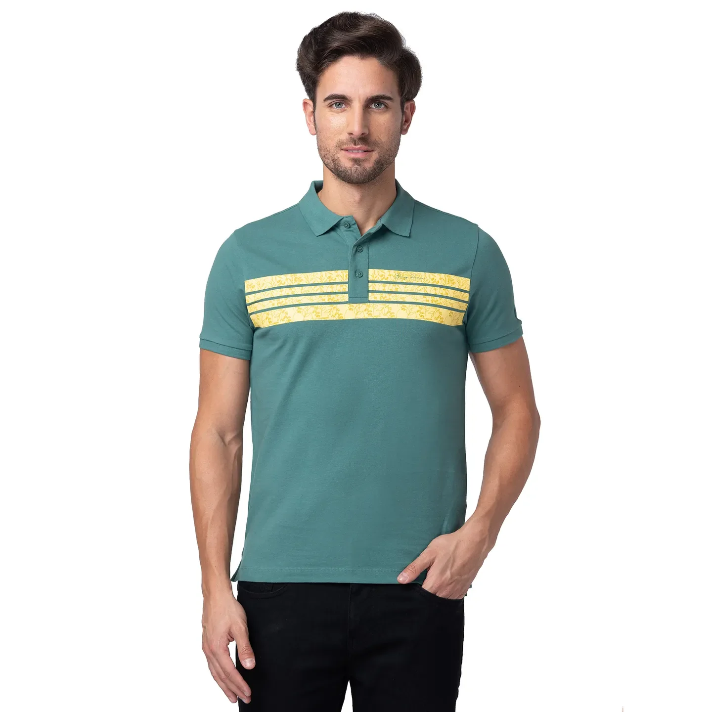 Green Regular Fit Men's Polo T-Shirt by Being Human Clothing