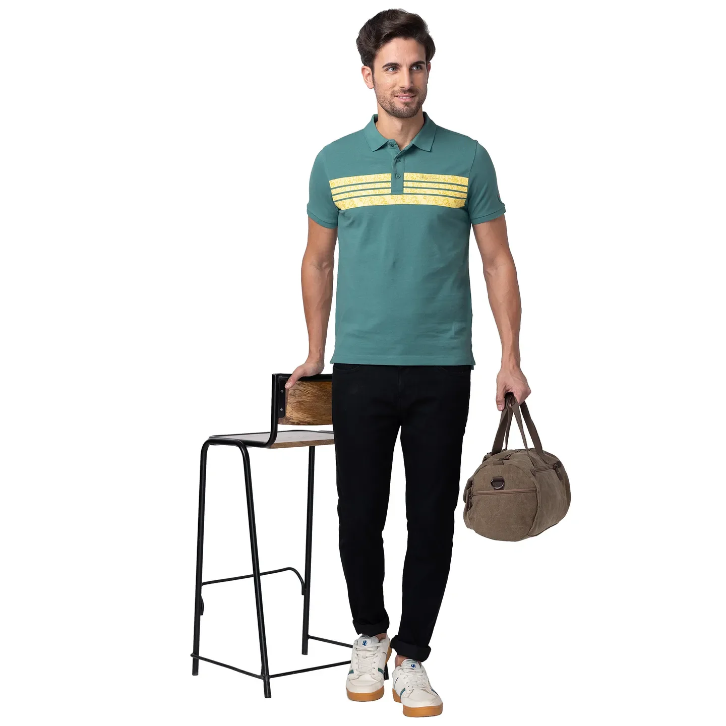 Green Regular Fit Men's Polo T-Shirt by Being Human Clothing - Image 6