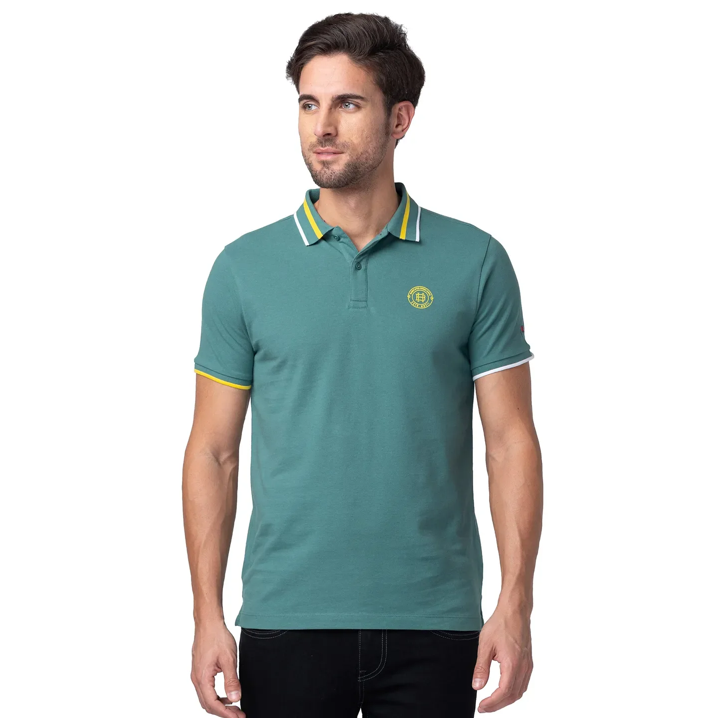 Green Regular Fit Men's Polo T-Shirt by Being Human Clothing