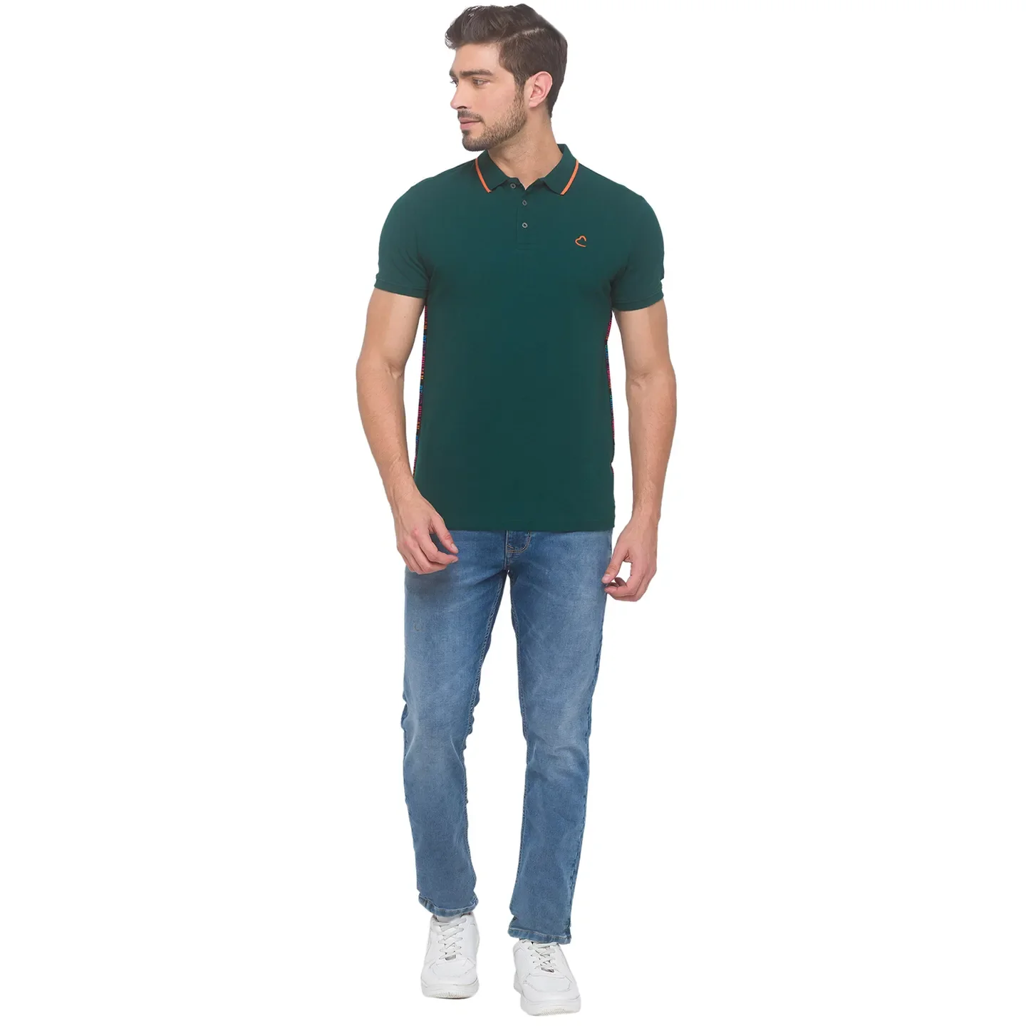 Forest Green Regular Fit Men's Polo T-shirt by Being Human Clothing - Image 5