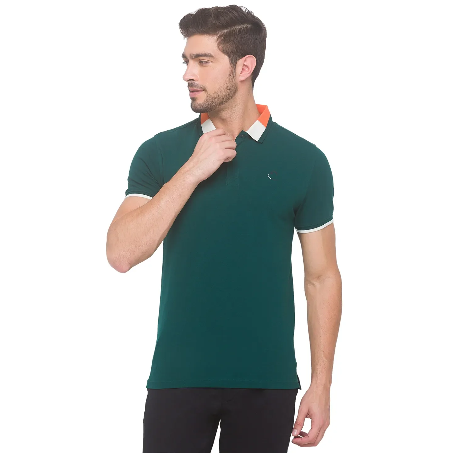 Green Regular Fit Men's Polo T-Shirt by Being Human Clothing