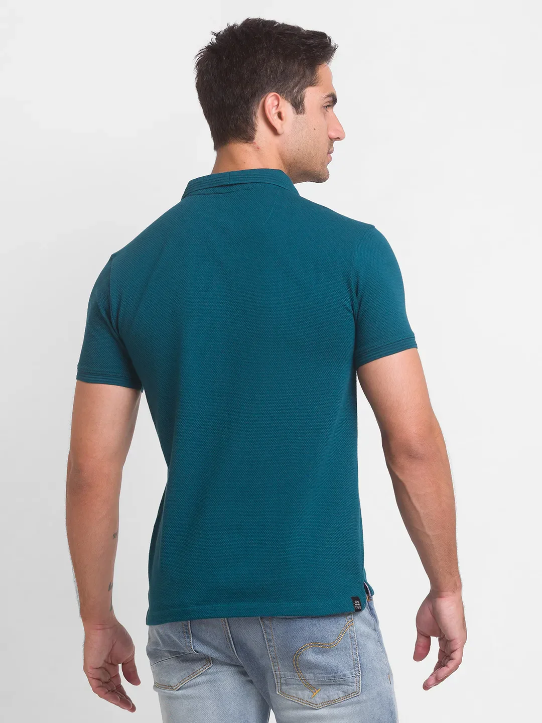 Forest Green Slim Fit Men's Polo T-shirt by Being Human Clothing - Image 3