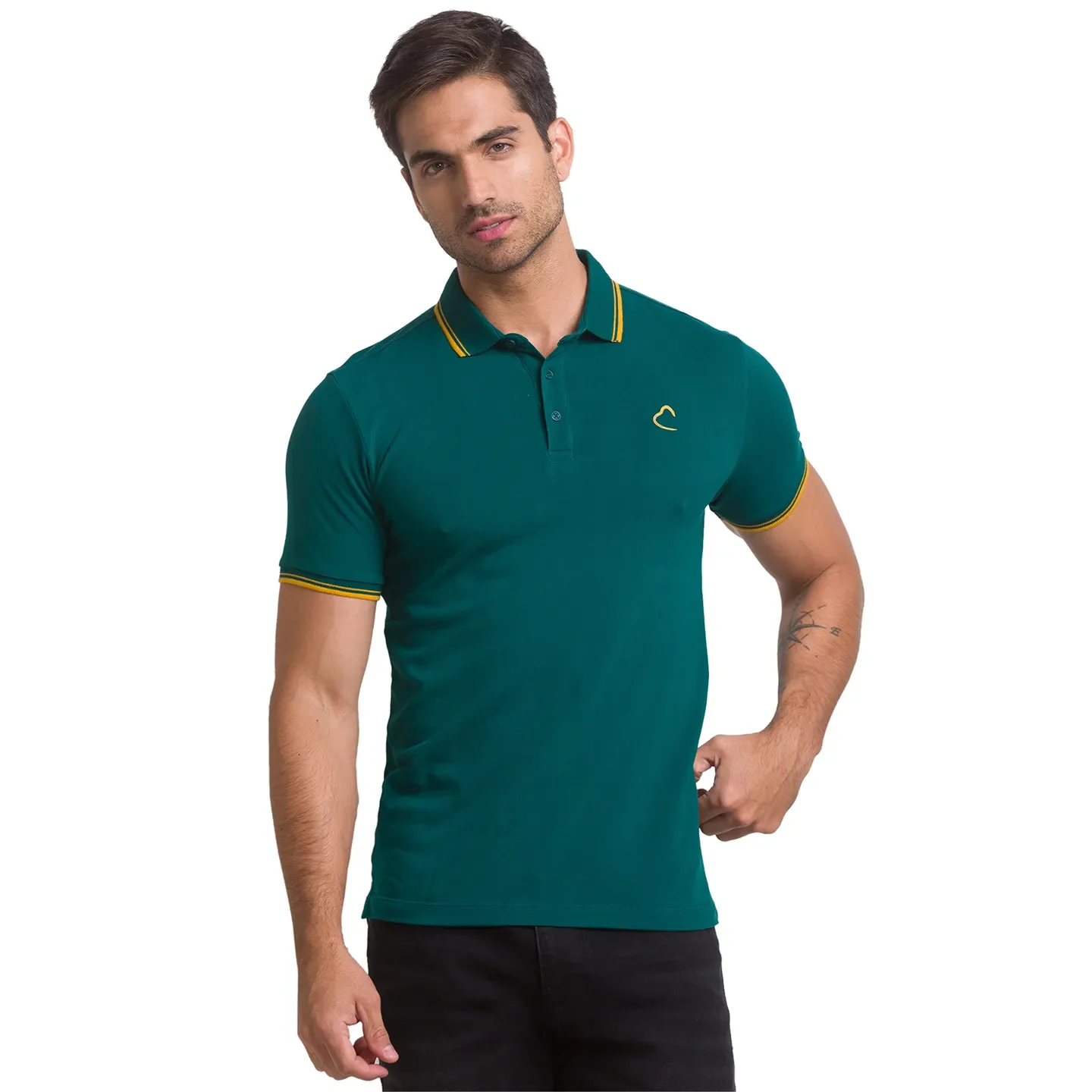Forest Green Regular Fit Men's Polo T-shirt by Being Human Clothing - Image 2