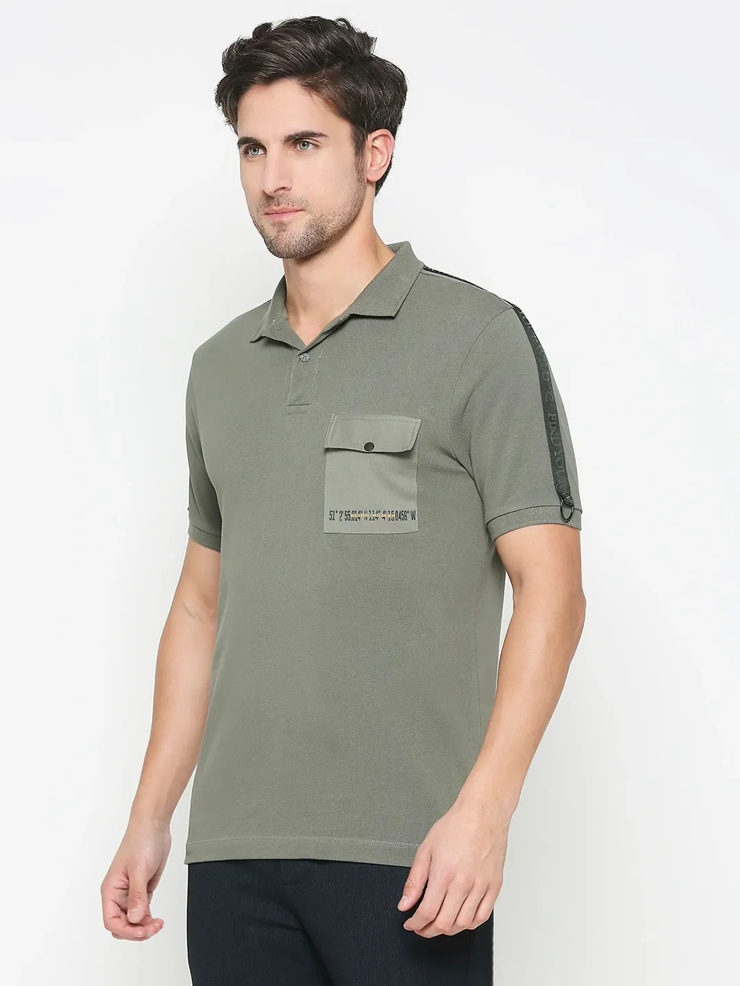 Green Regular Fit Men's Polo T-Shirt by Being Human Clothing - Image 2