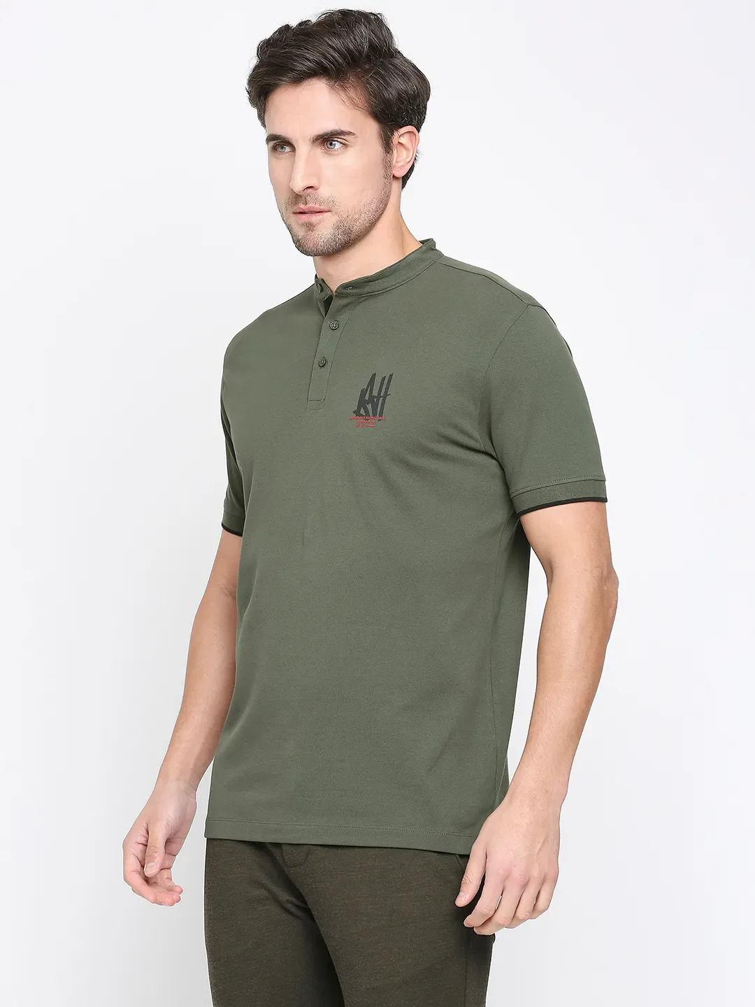 Forest Green Regular Fit Men's Polo T-shirt by Being Human Clothing - Image 2