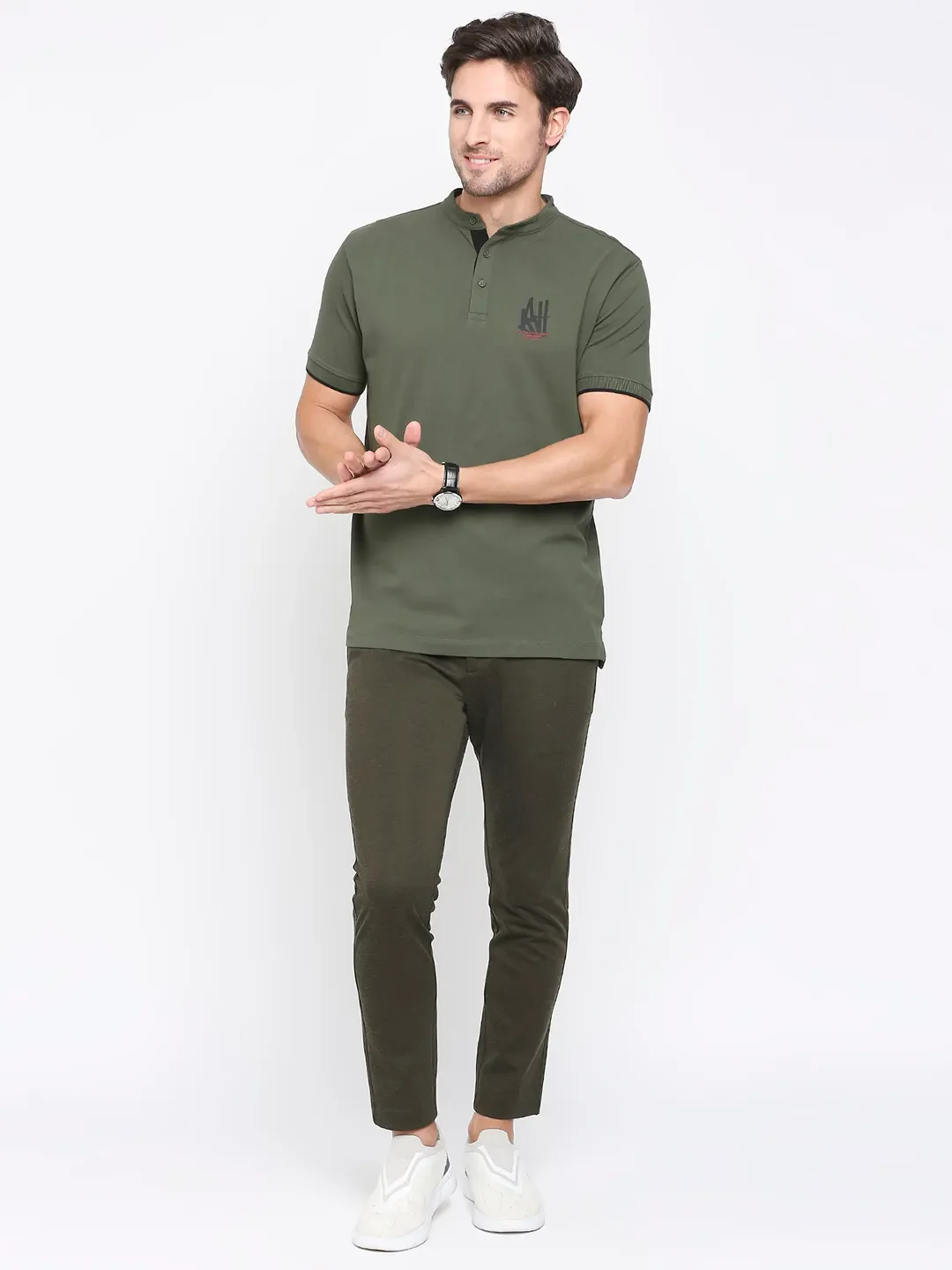 Forest Green Regular Fit Men's Polo T-shirt by Being Human Clothing - Image 6