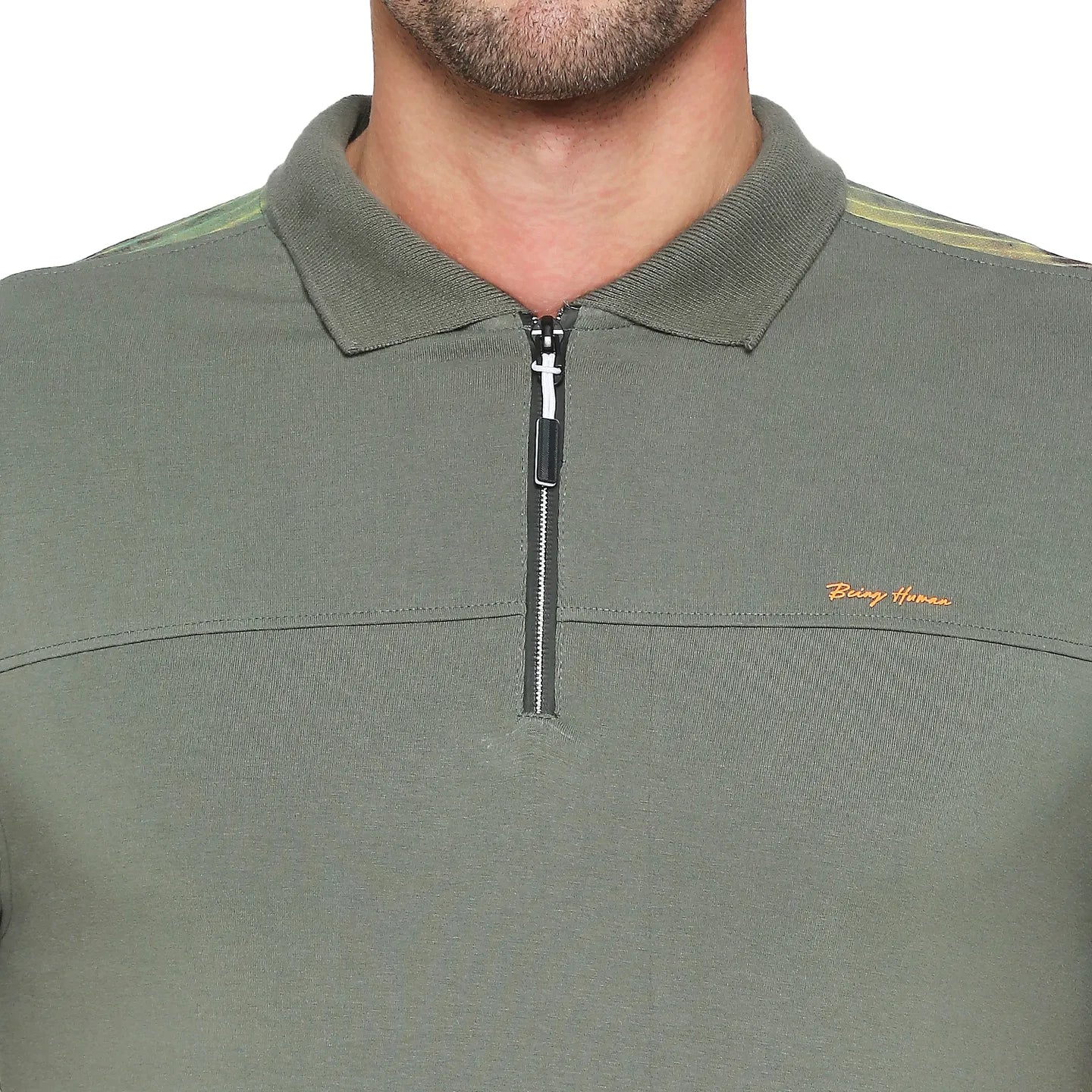 Green Regular Fit Men's Polo T-Shirt by Being Human Clothing - Image 5