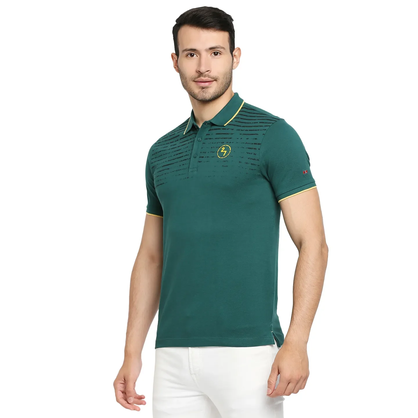 Green Regular Fit Men's Polo T-Shirt by Being Human Clothing - Image 2