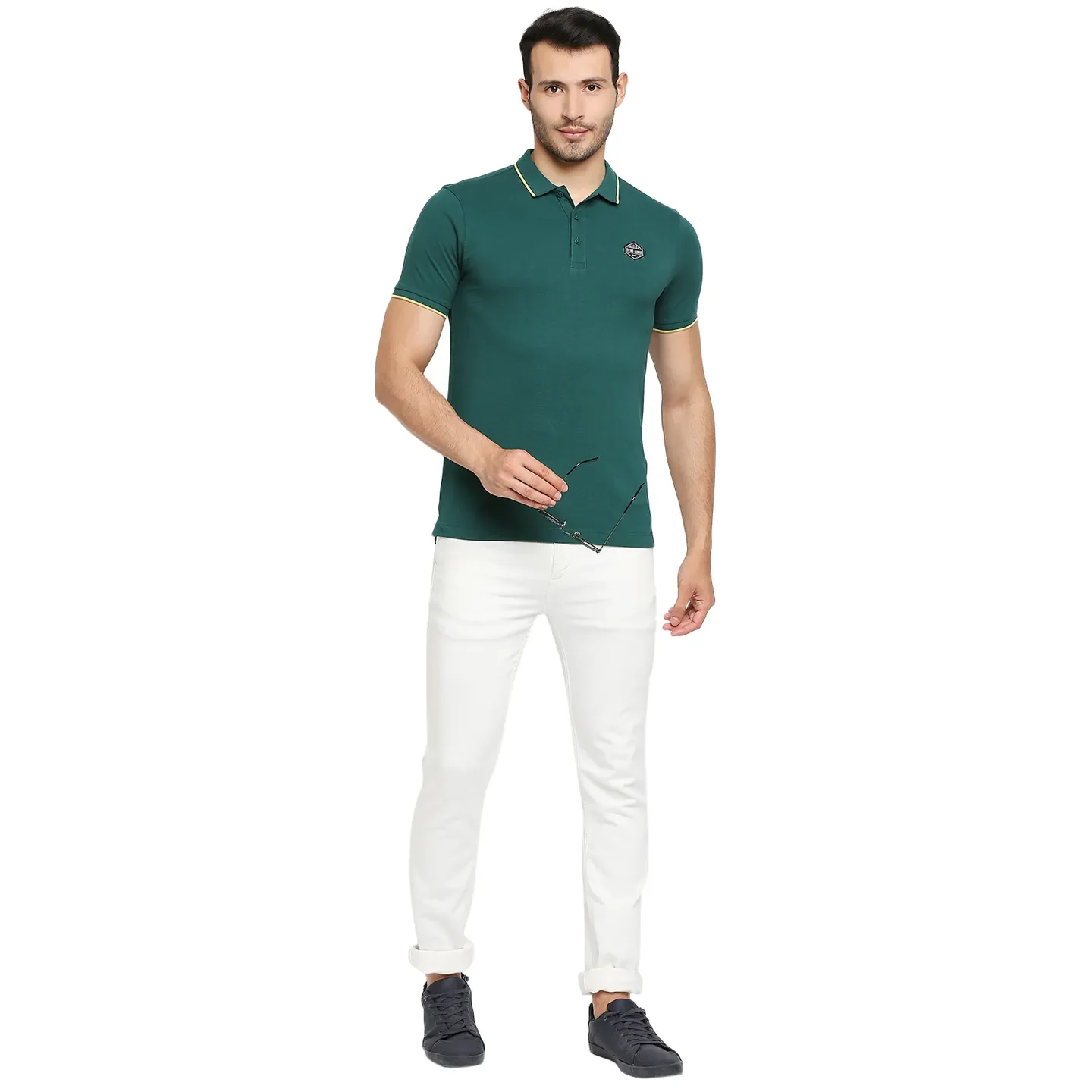 Green Regular Fit Men's Polo T-Shirt by Being Human Clothing - Image 6