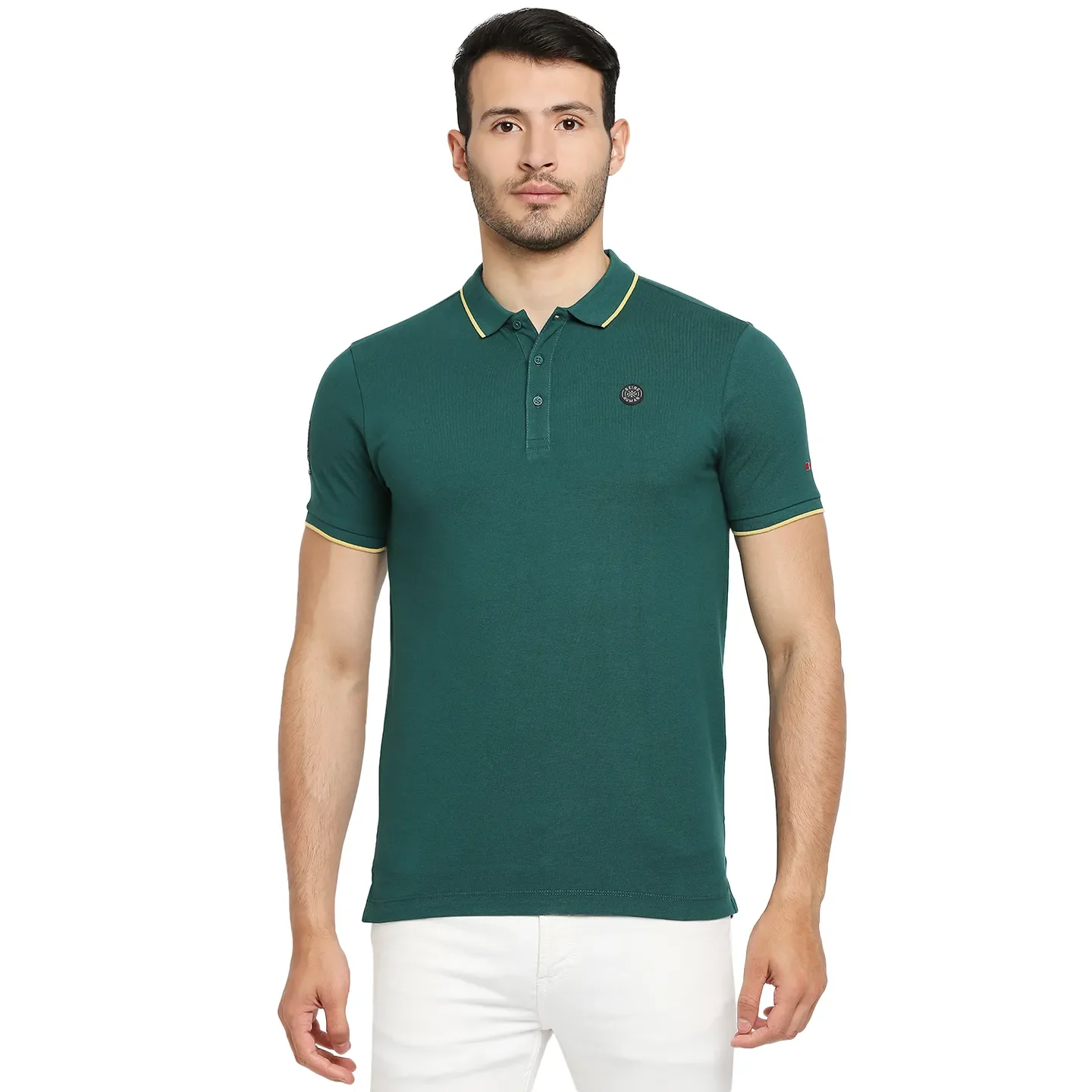 Green Regular Fit Men's Polo T-Shirt by Being Human Clothing