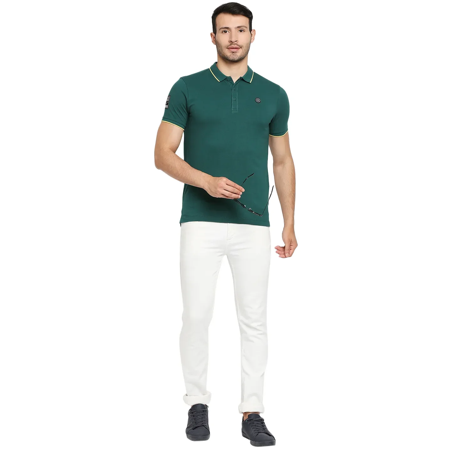 Green Regular Fit Men's Polo T-Shirt by Being Human Clothing - Image 6
