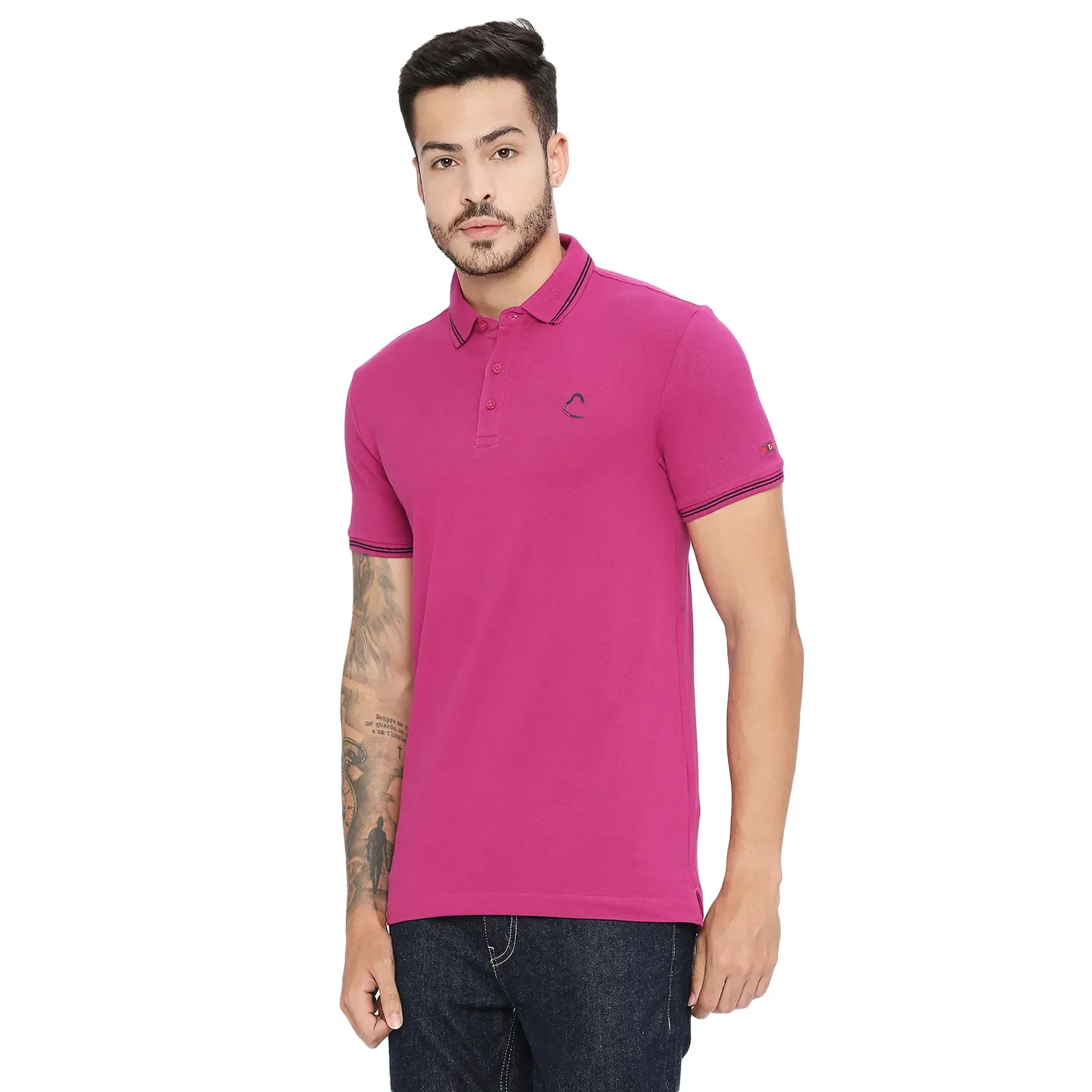 Fuchsia Regular Fit Men's Polo T-shirt by Being Human Clothing - Image 2