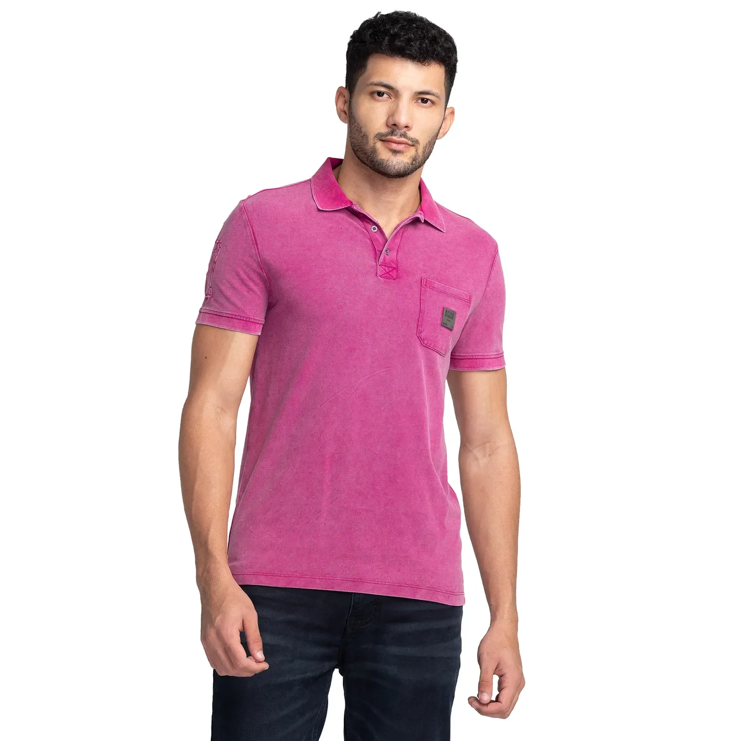 Fuchsia Slim Fit Men's Polo T-shirt by Being Human Clothing