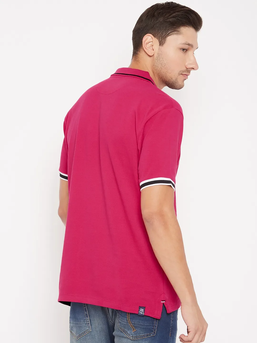 Pink Regular Fit Men's Polo T-Shirt by Being Human Clothing - Image 5