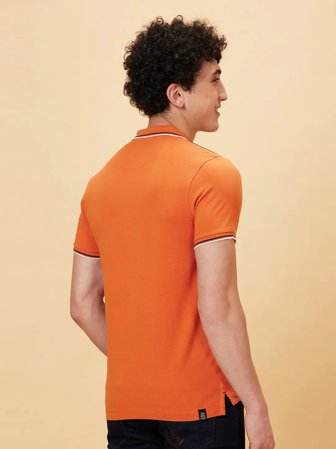 Orange Regular Fit Men's Polo T-Shirt by Being Human Clothing - Image 2